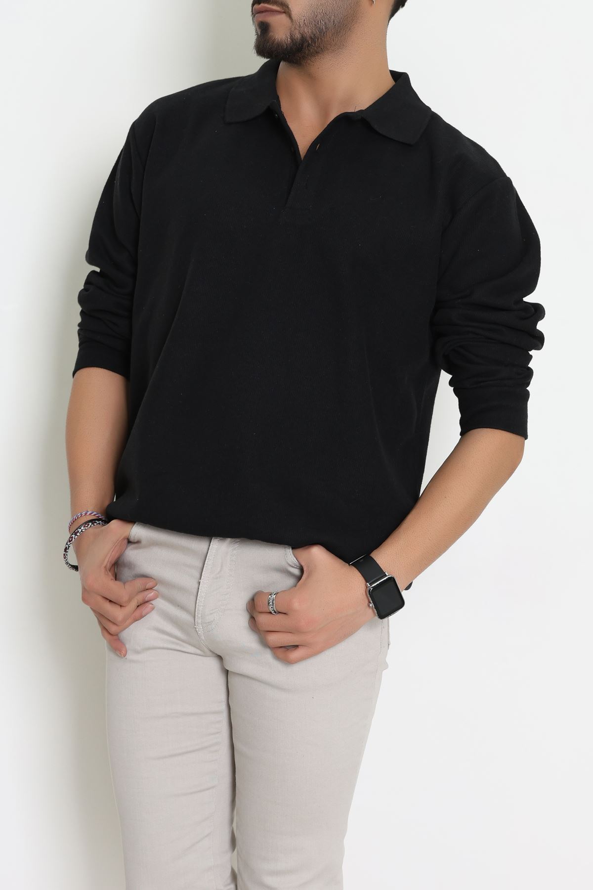 Polo Yaka Selanik Erkek Sweat Siyah - 70863.1567.