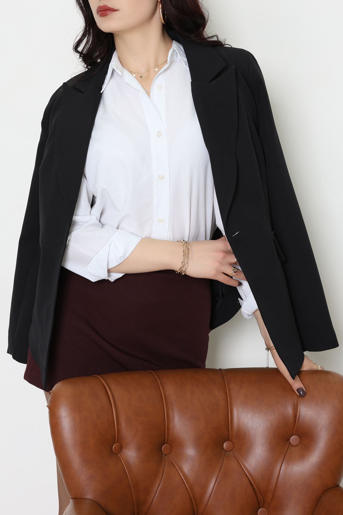 Dabıl Kumaş Astarlı Blazer Ceket Siyah - 2148.1991.