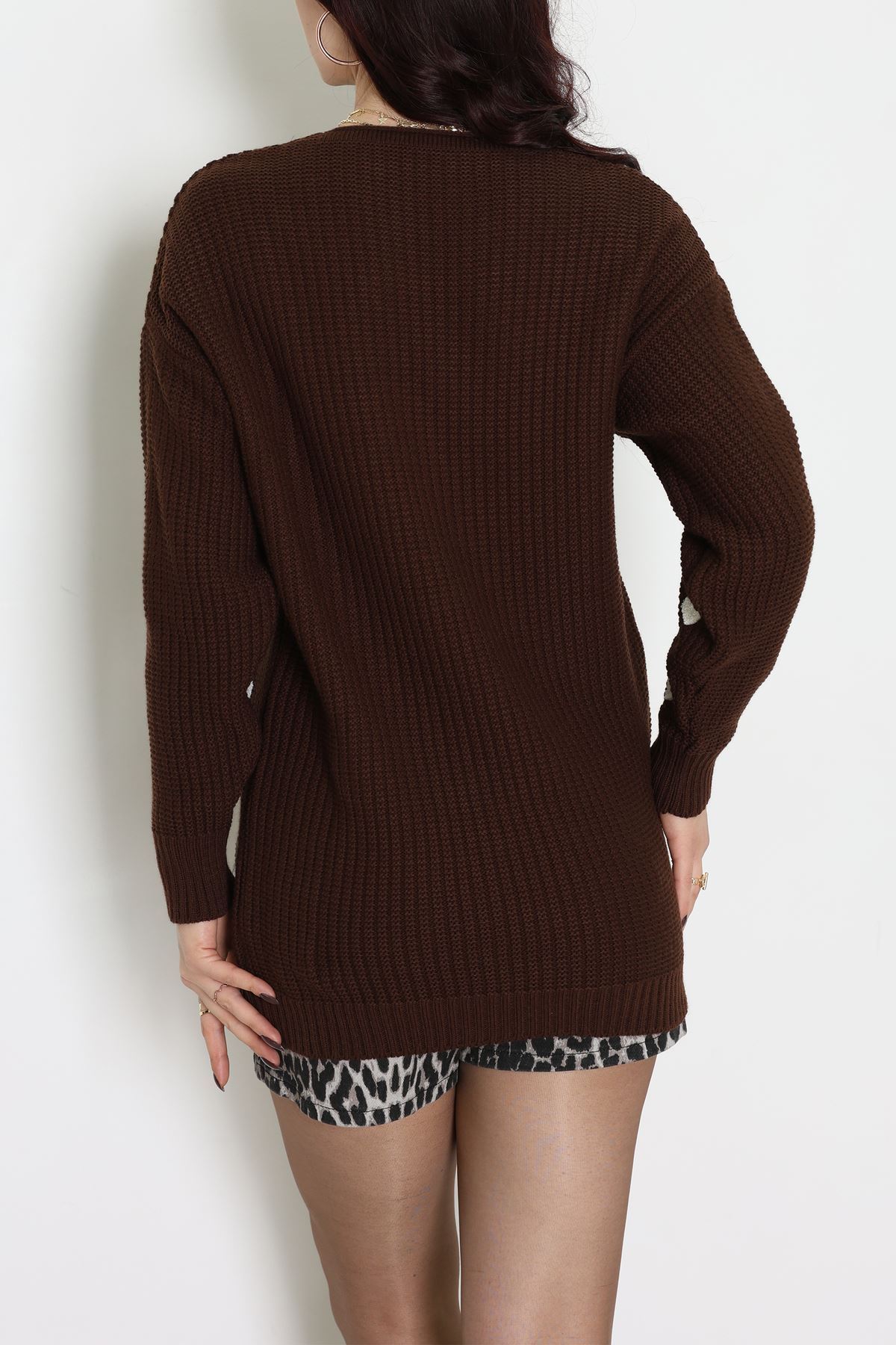 Nakışlı Kalpli Hırka Kahvelatte - 444.1577.