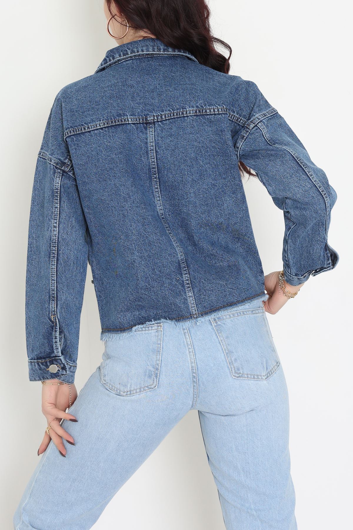 Taşlı Kot Ceket Mavi - 001.2059.