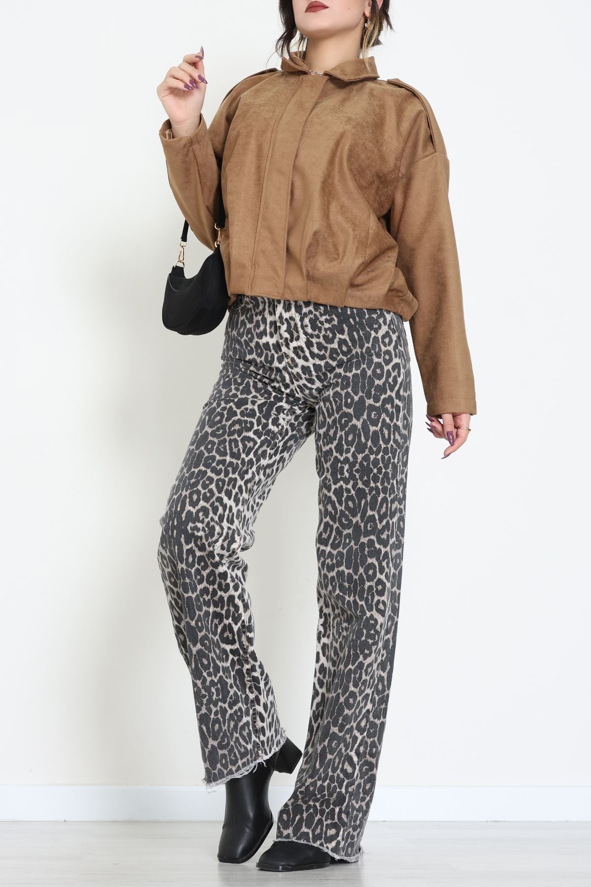 Süet Bomber Ceket Vizon - 8777.179.