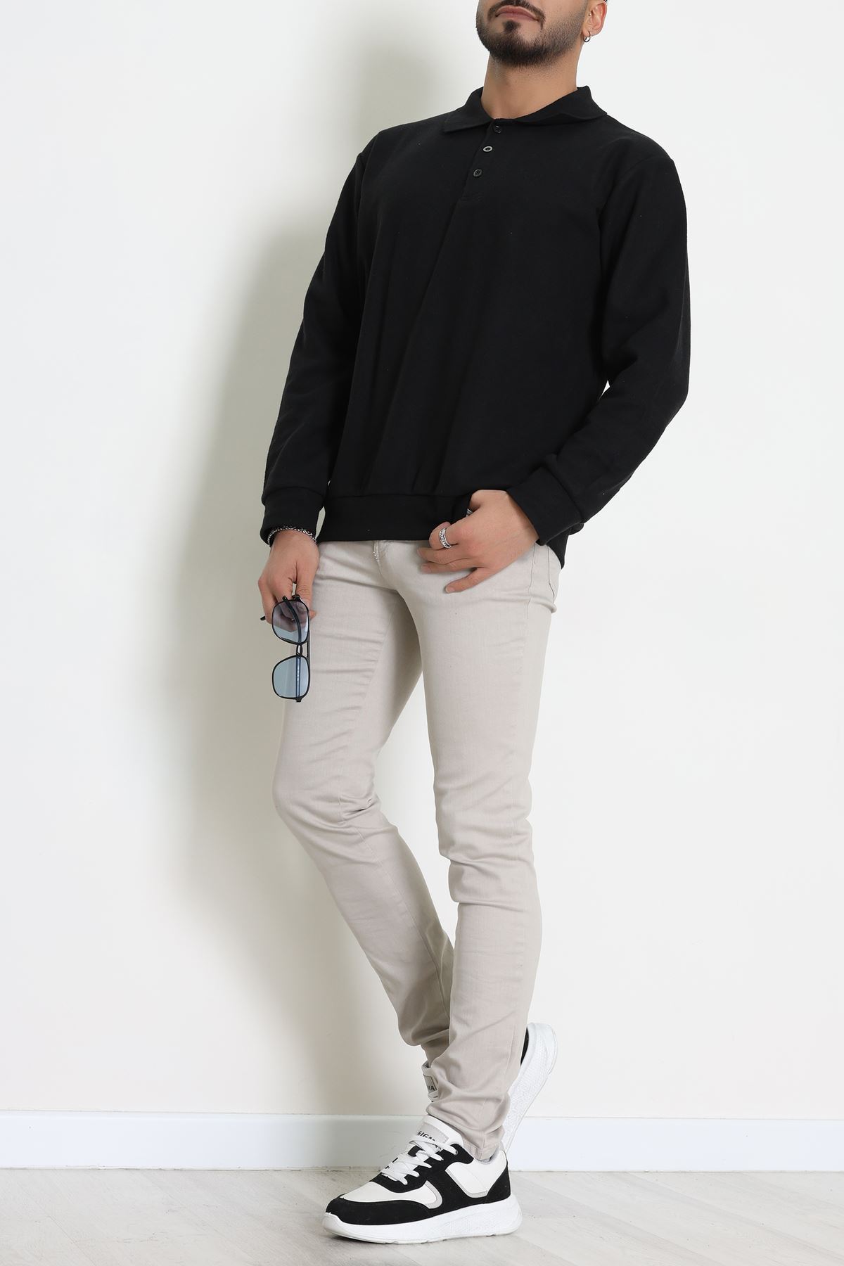 Polo Yaka Selanik Erkek Sweat Siyah - 70863.1567.
