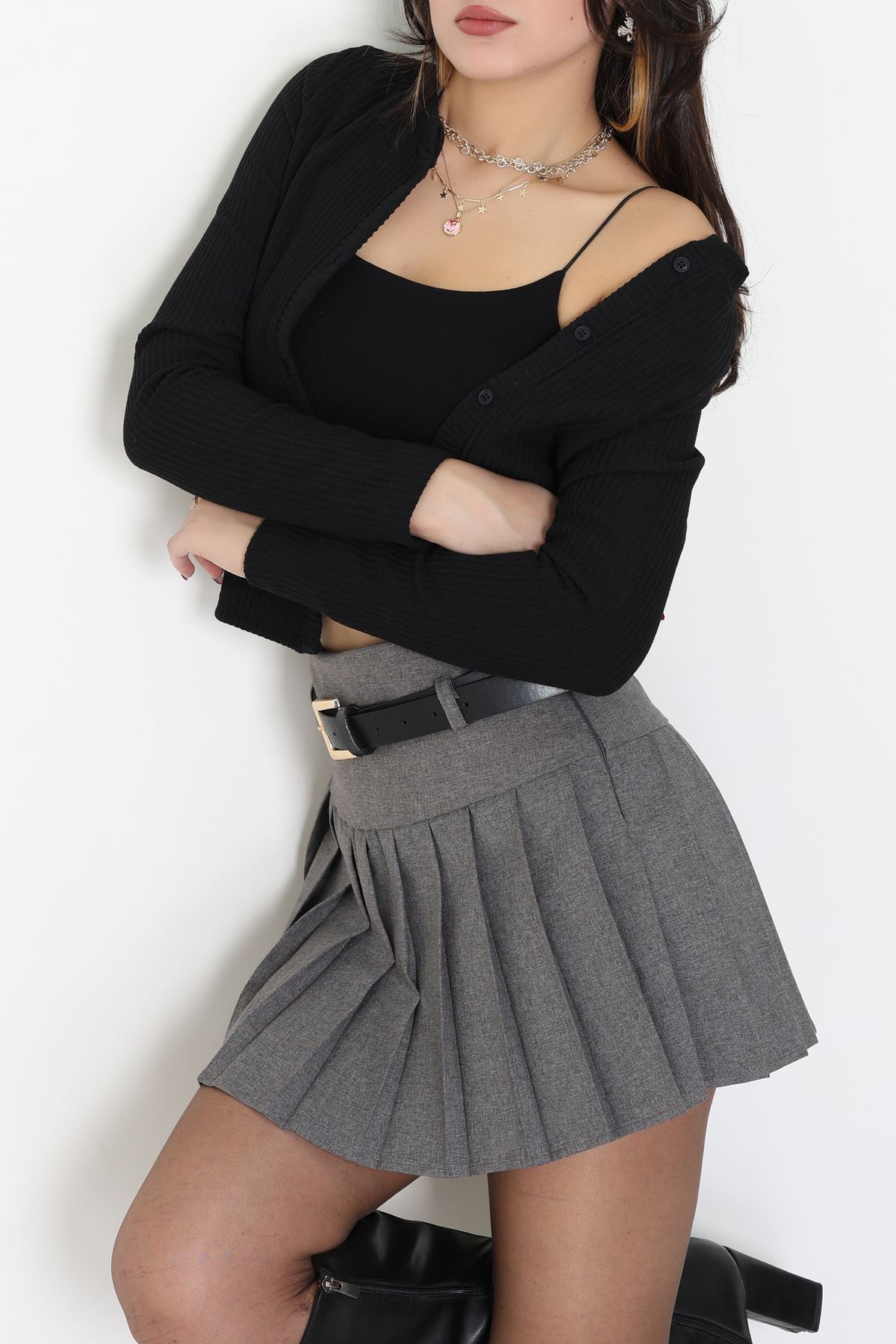 Düğmeli Hırka Siyah - 31834.2131.