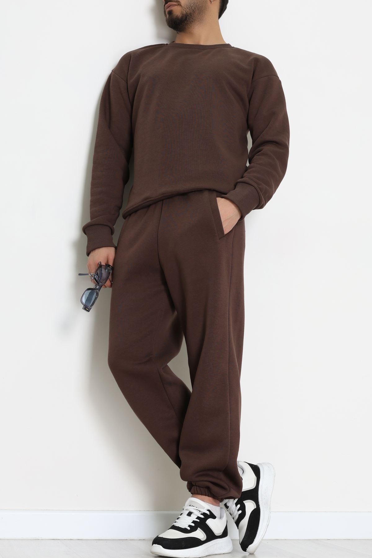 3 İplik Şardonlu Erkek Eşofman Takımı Kahve - 42612.1878.