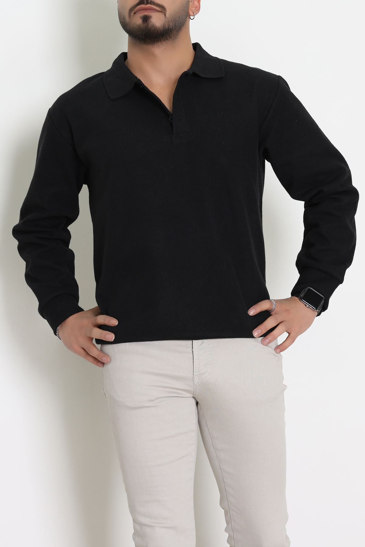 Polo Yaka Selanik Erkek Sweat Siyah - 70863.1567.