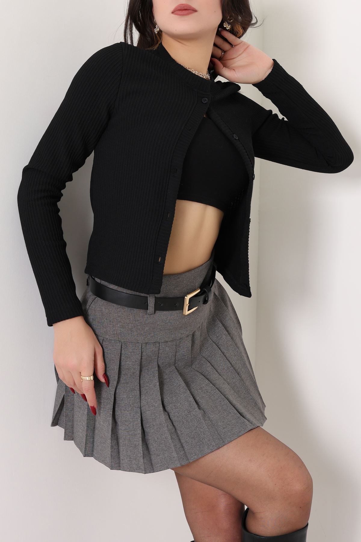 Düğmeli Hırka Siyah - 31834.2131.