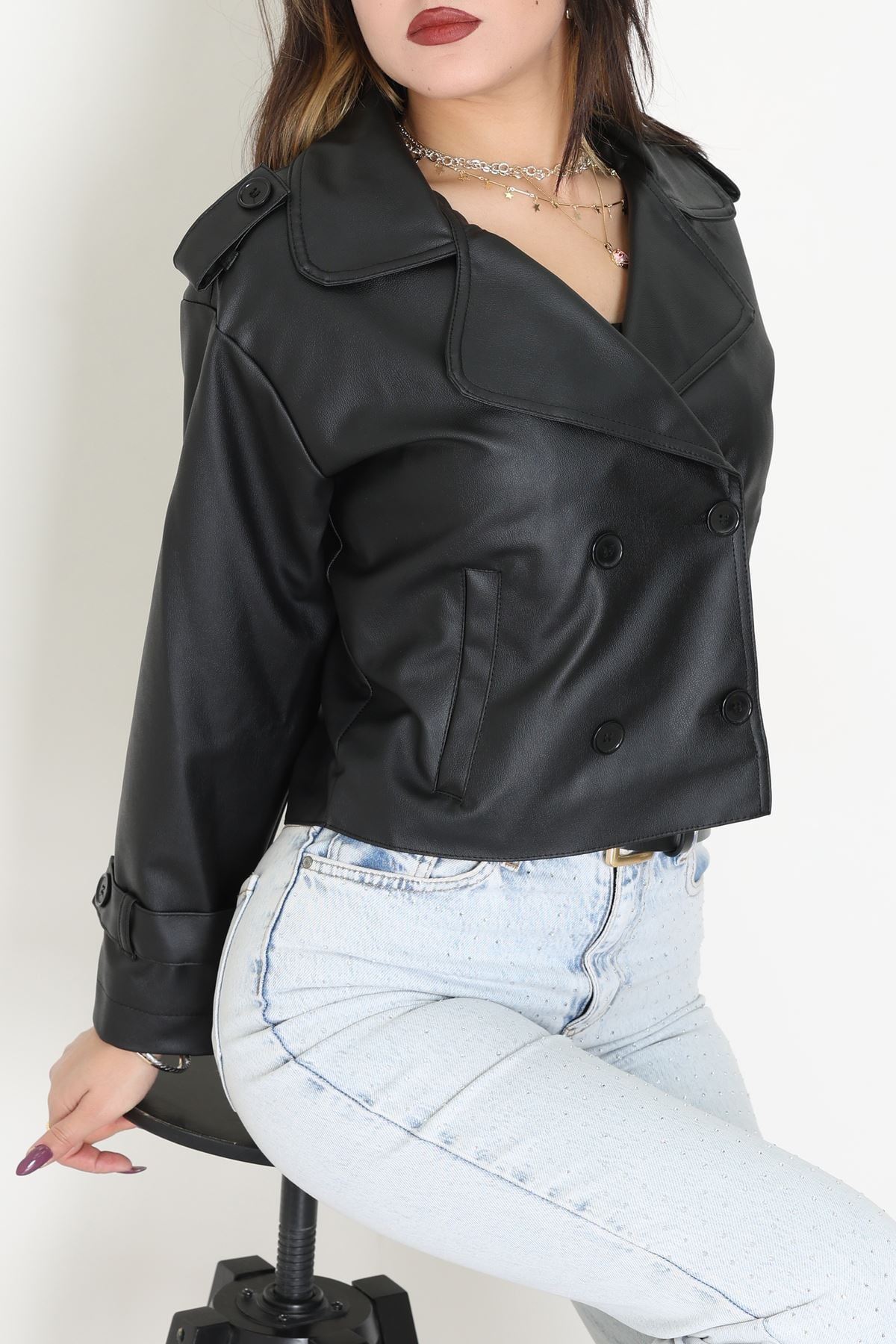 Astarlı Deri Ceket Siyah - 8678.179.