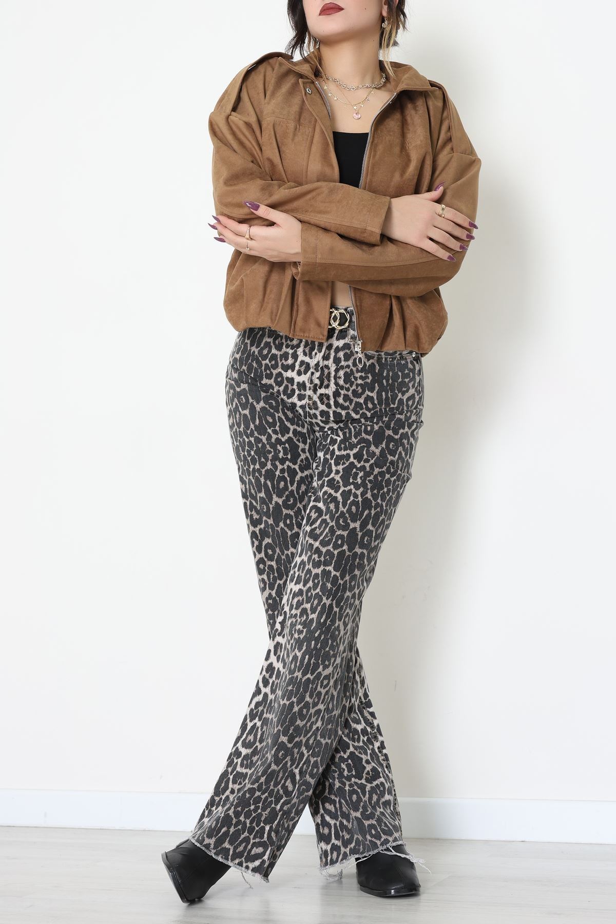 Süet Bomber Ceket Vizon - 8777.179.