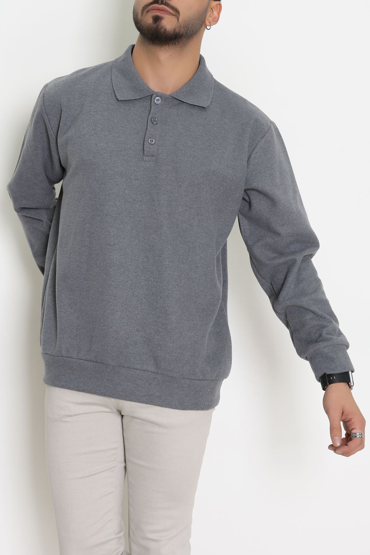 Polo Yaka Selanik Erkek Sweat Füme - 70863.1567.