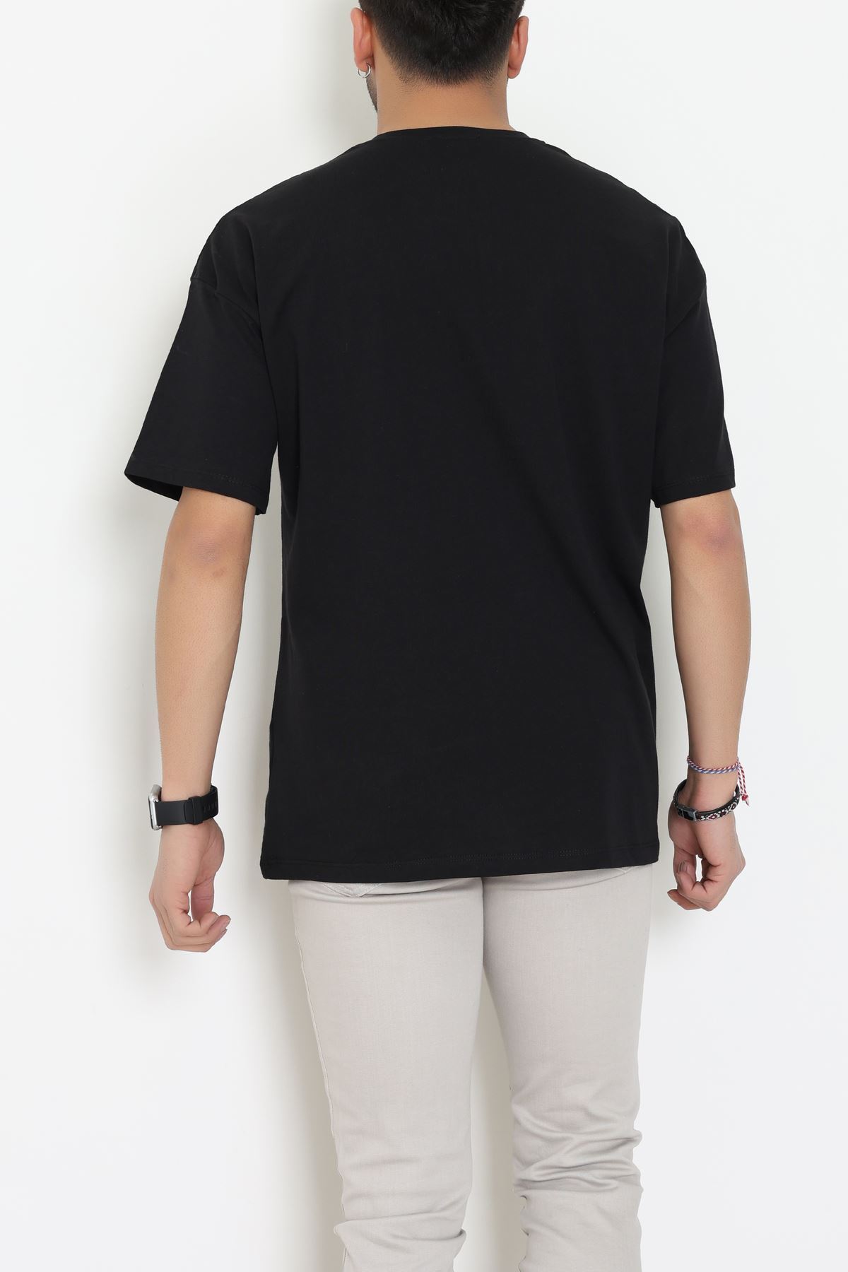 Kompak Penye Unisex Baskısız Oversize Tişört Siyah - 55045.1872.