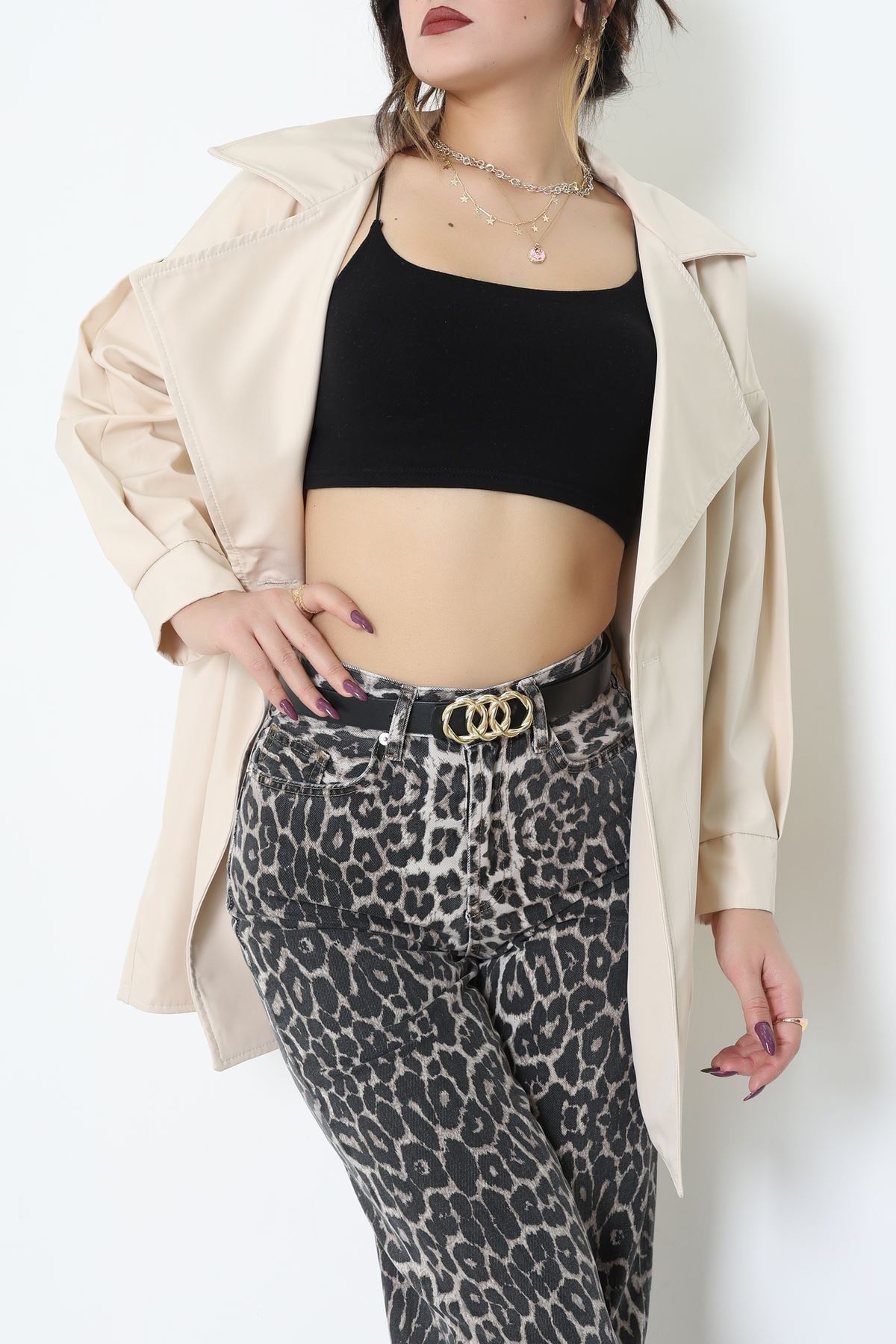 Düğmeli Trençkot Bej - 7578.179.