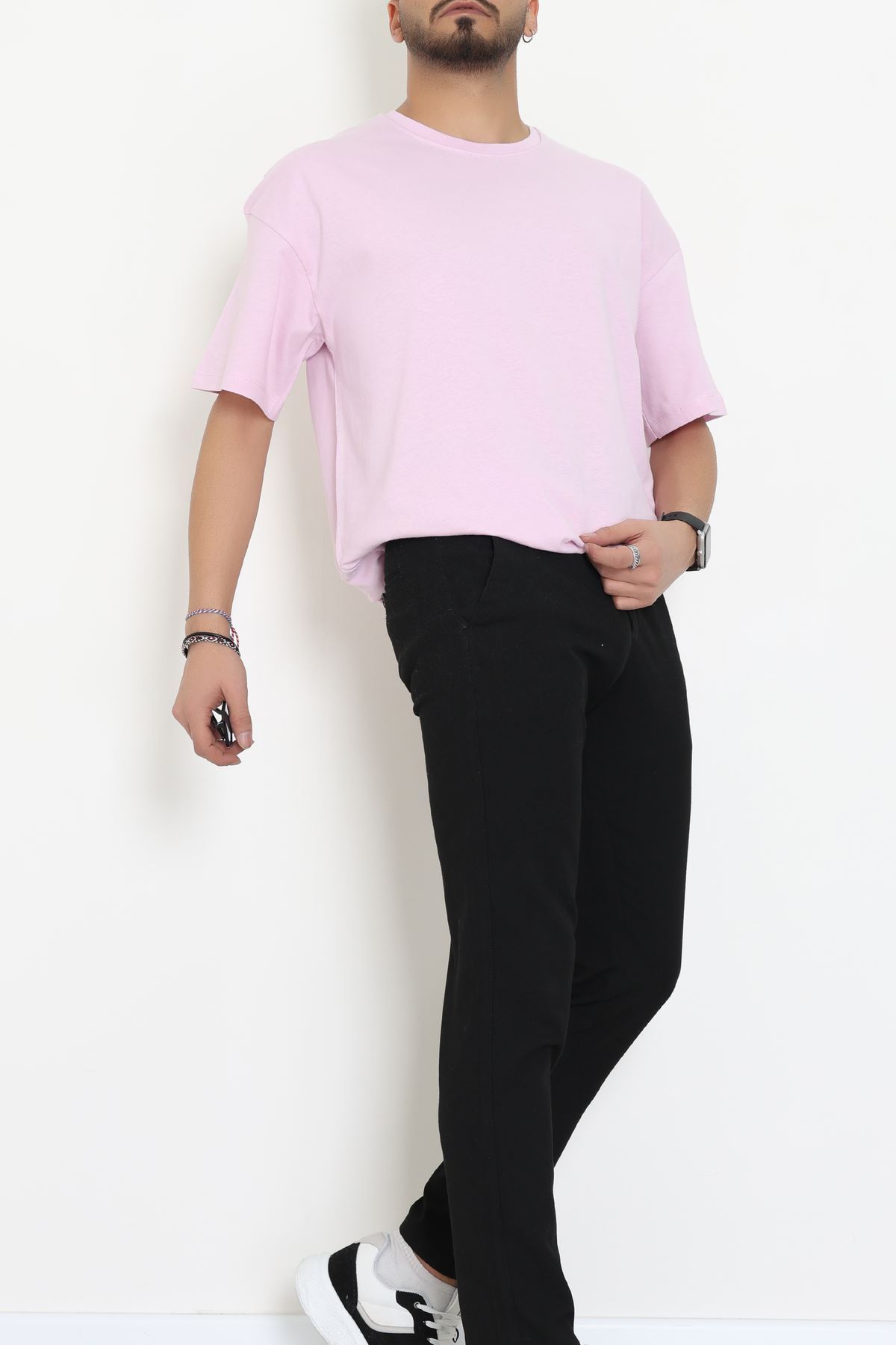 Kompak Penye Unisex Baskısız Oversize Tişört Lila - 55045.1872.