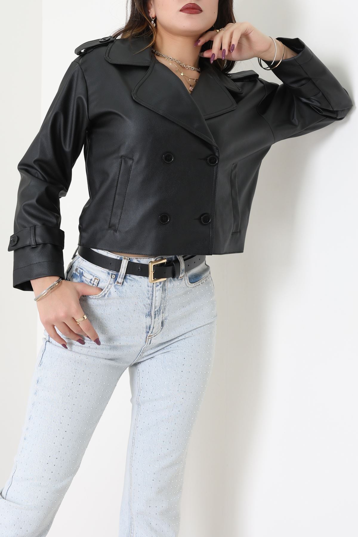 Astarlı Deri Ceket Siyah - 8678.179.