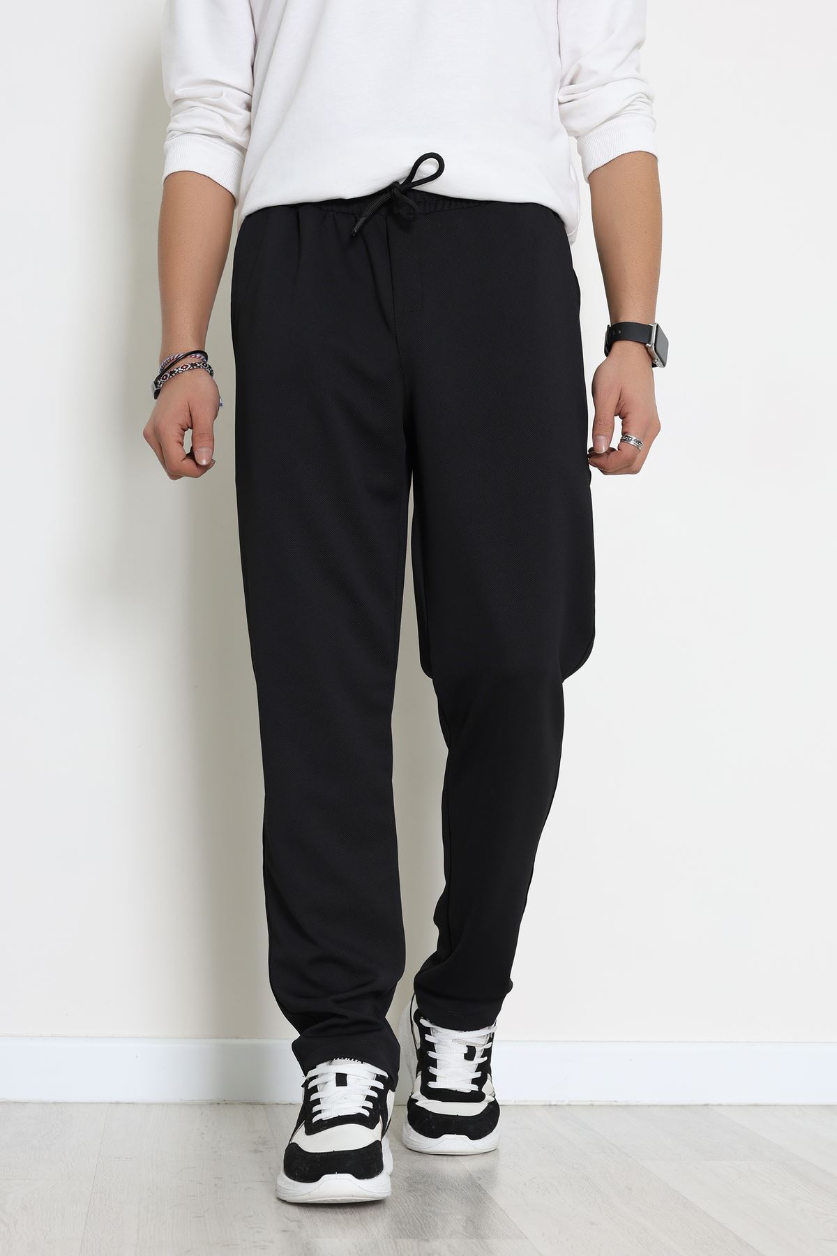 Rahat Kesim Penye Pike Erkek Pantolon Siyah - 81377.1837.