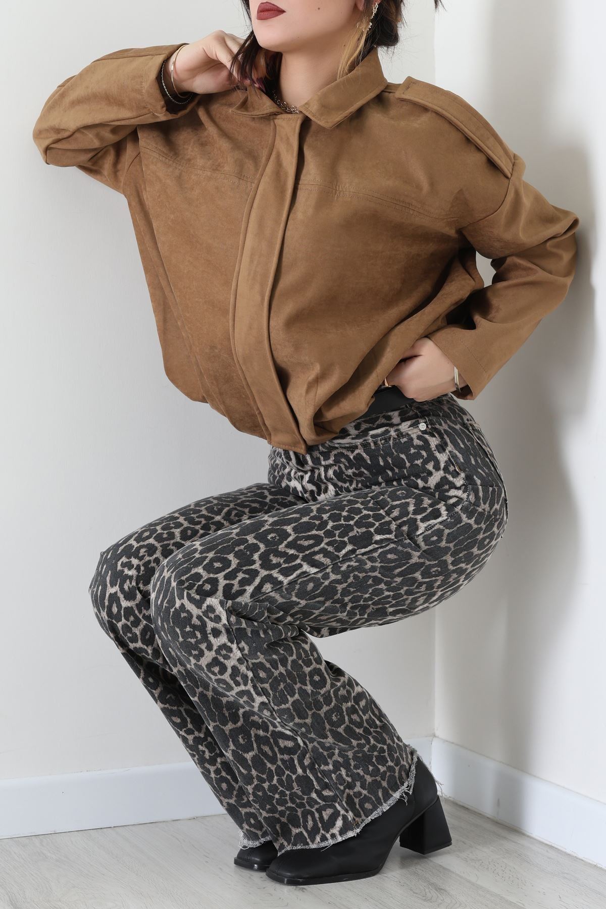 Süet Bomber Ceket Vizon - 8777.179.