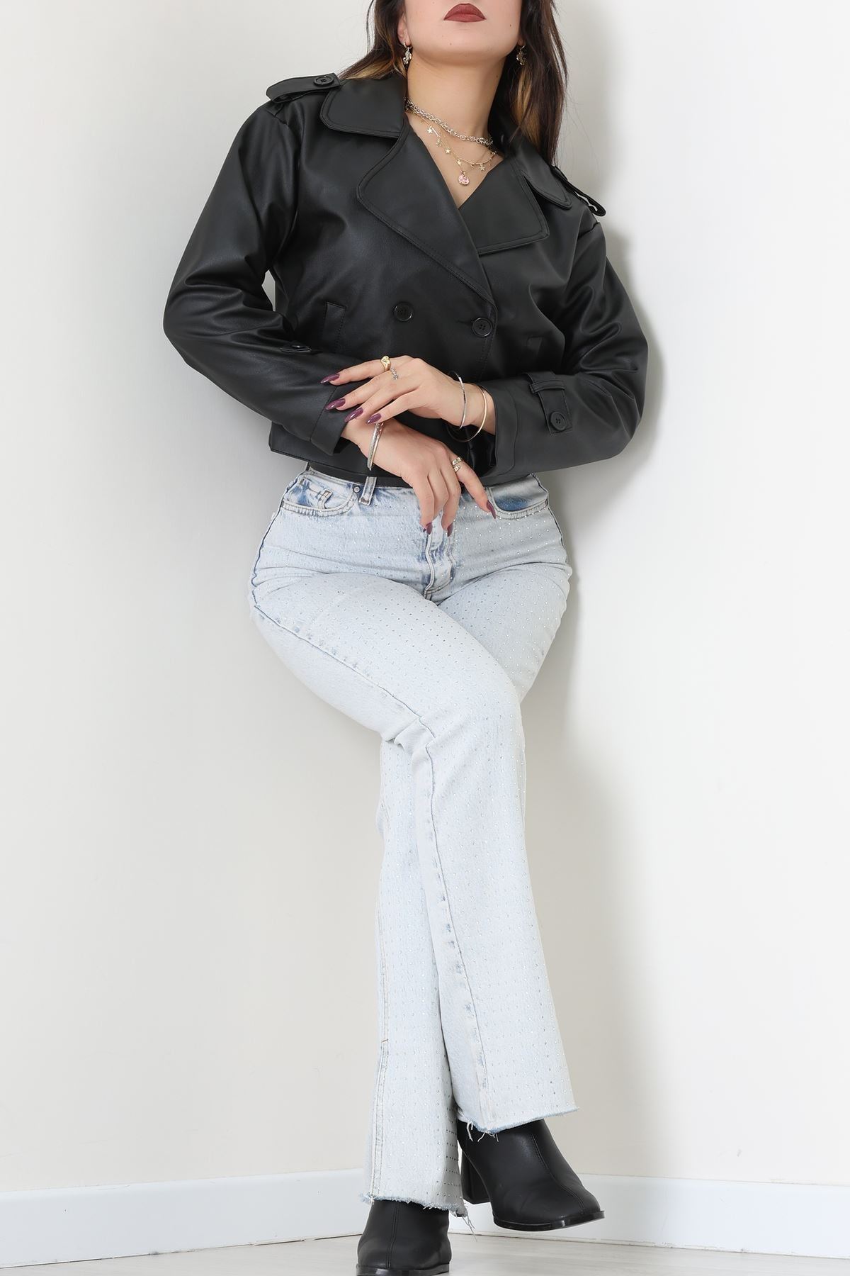 Astarlı Deri Ceket Siyah - 8678.179.