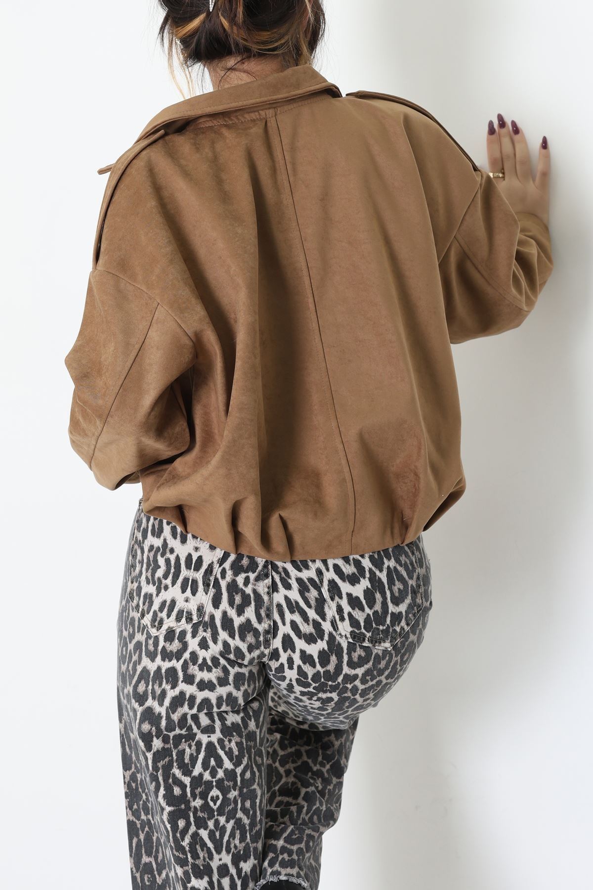 Süet Bomber Ceket Vizon - 8777.179.