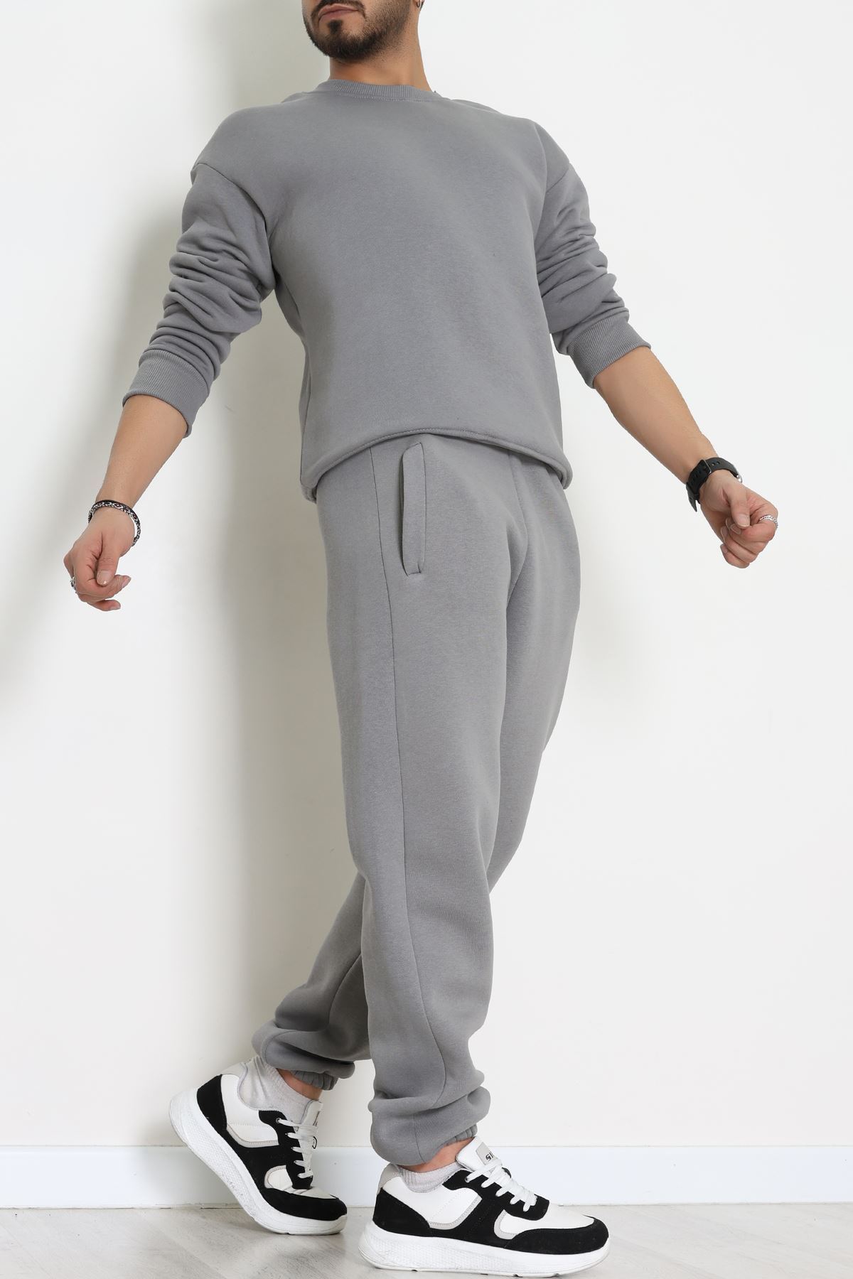 3 İplik Şardonlu Erkek Eşofman Takımı Antrasit - 42612.1878.