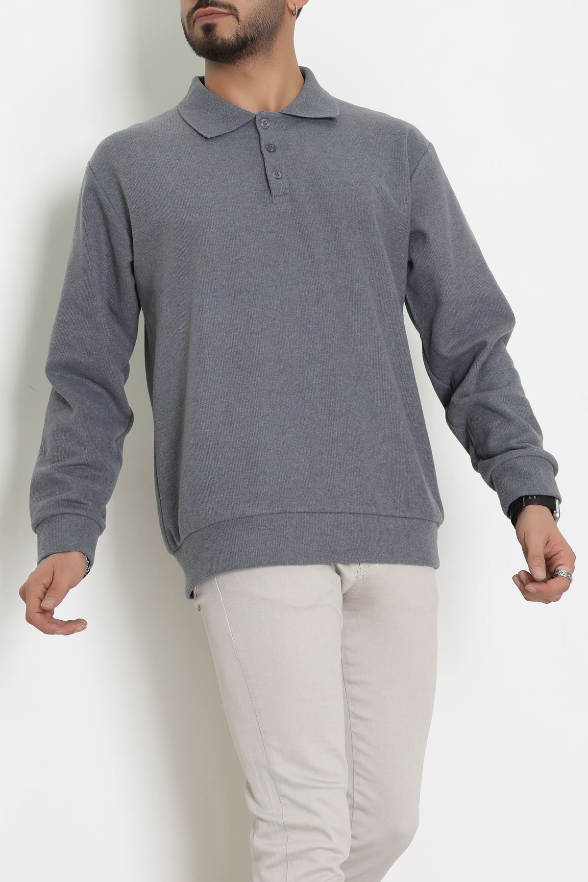 Polo Yaka Selanik Erkek Sweat Füme - 70863.1567.