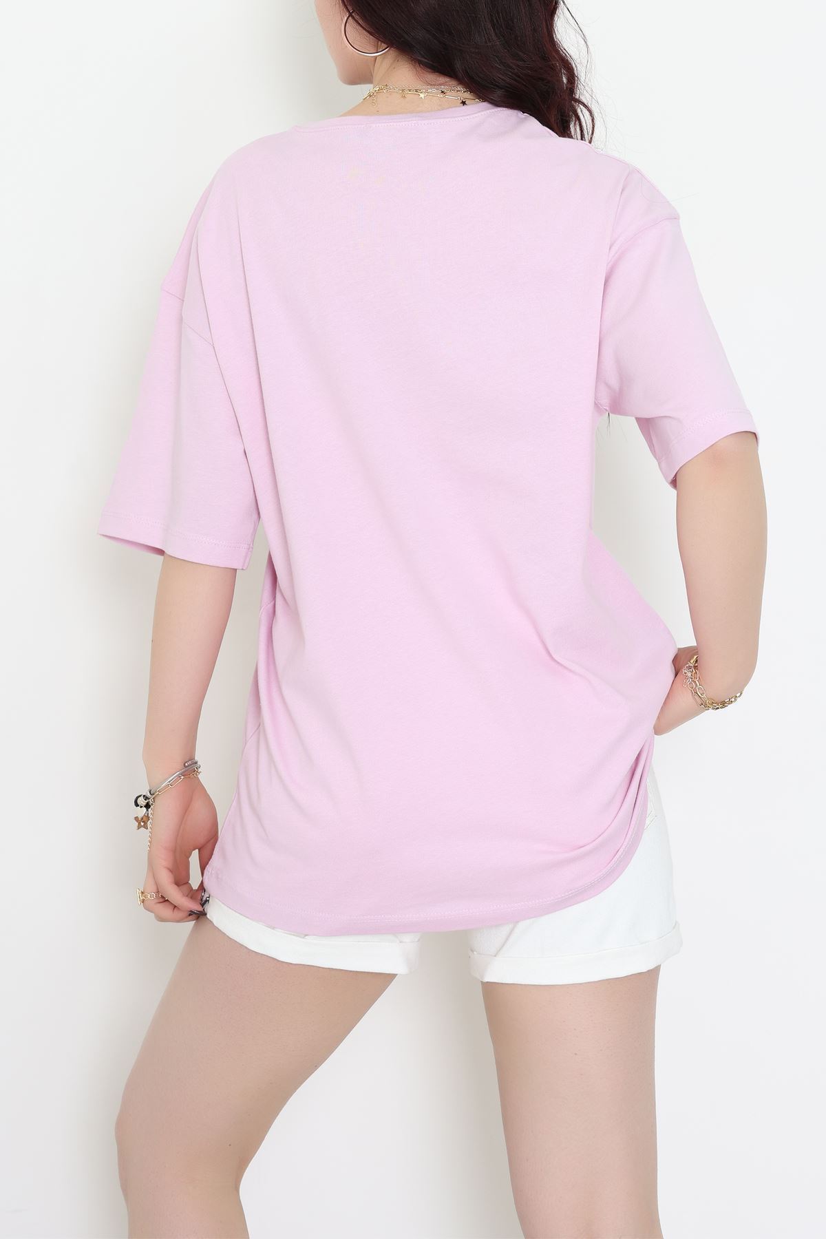 Kompak Penye Unisex Baskısız Oversize Tişört Lila - 55045.1872.