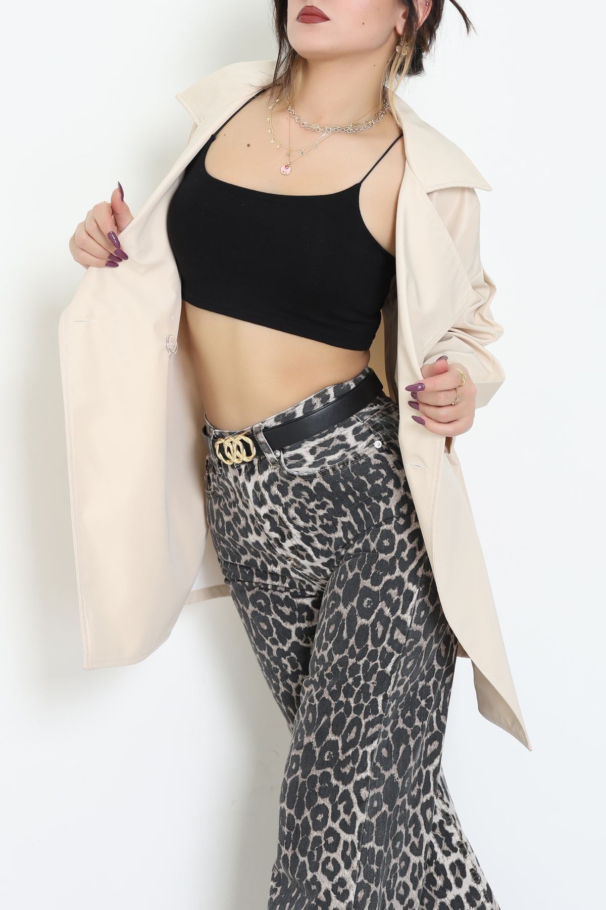 Düğmeli Trençkot Bej - 7578.179.