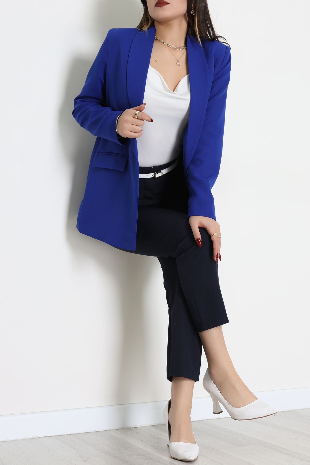 Leopar Astarlı Blazer Ceket Saks - 51500.1355.