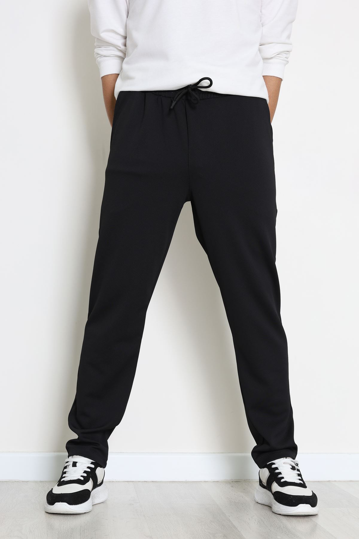 Rahat Kesim Penye Pike Erkek Pantolon Siyah - 81377.1837.