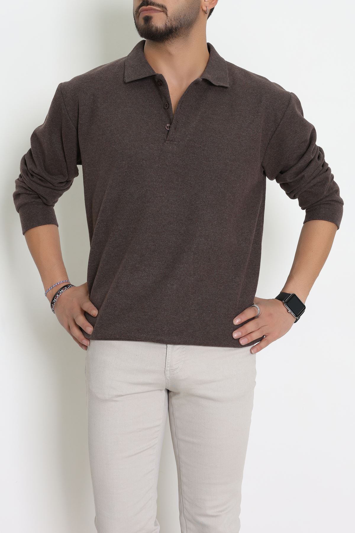 Polo Yaka Selanik Erkek Sweat Kahve - 70863.1567.
