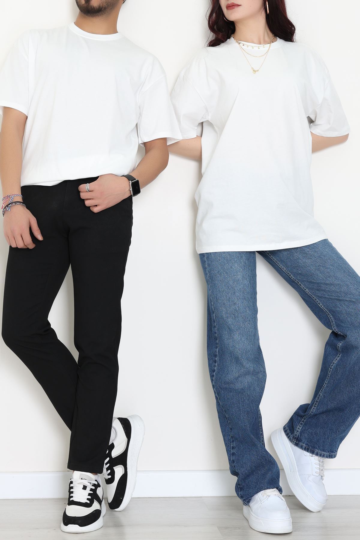 Kompak Penye Unisex Baskısız Oversize Tişört Ekru - 55045.1872.