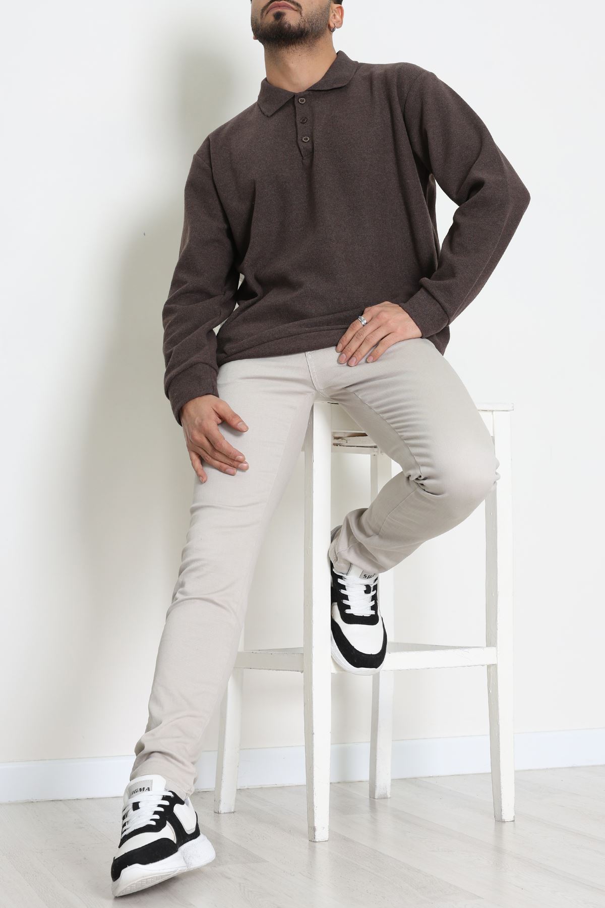 Polo Yaka Selanik Erkek Sweat Kahve - 70863.1567.