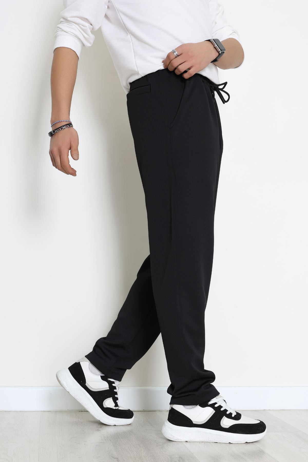 Rahat Kesim Penye Pike Erkek Pantolon Siyah - 81377.1837.