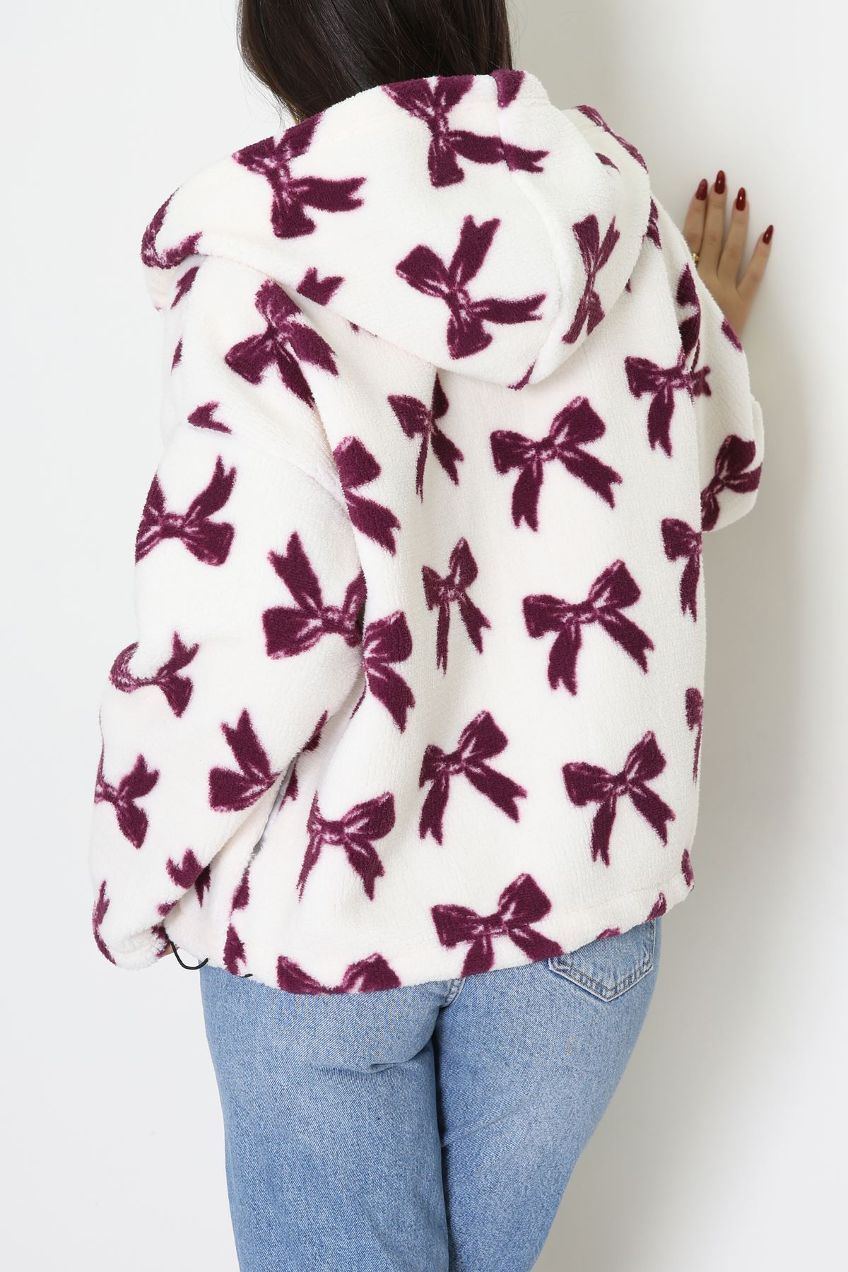 Baskılı Kapşonlu Polar Ceket Ekrumürdüm - 31711.1247.