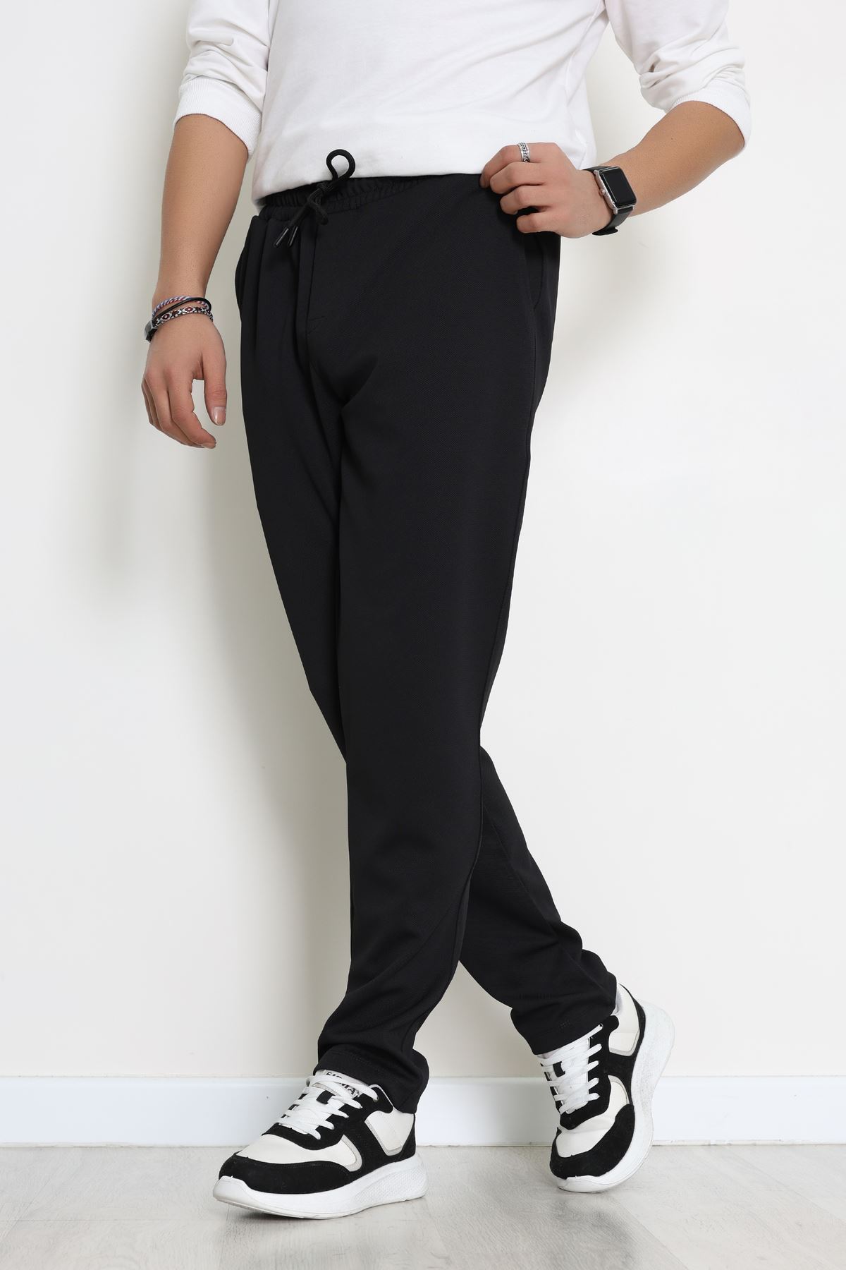 Rahat Kesim Penye Pike Erkek Pantolon Siyah - 81377.1837.