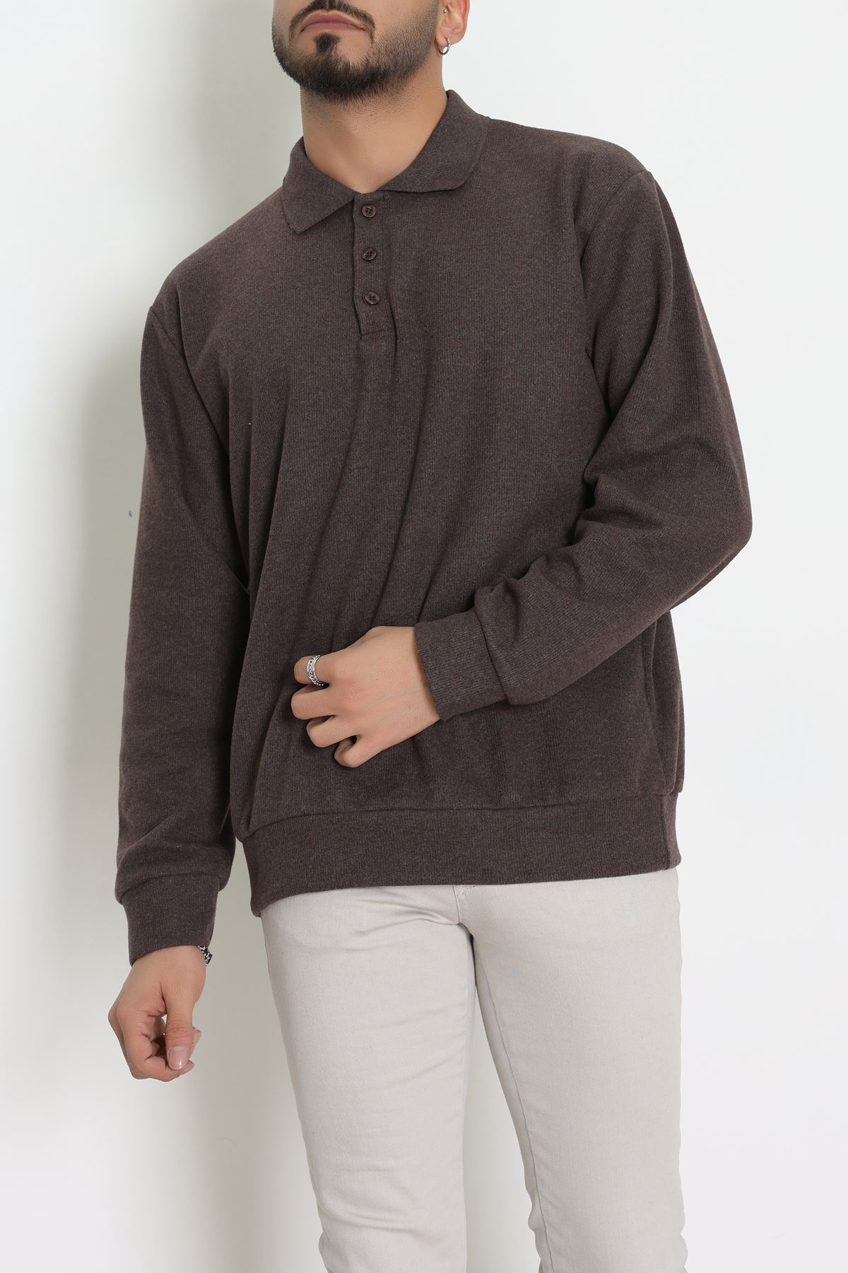 Polo Yaka Selanik Erkek Sweat Kahve - 70863.1567.