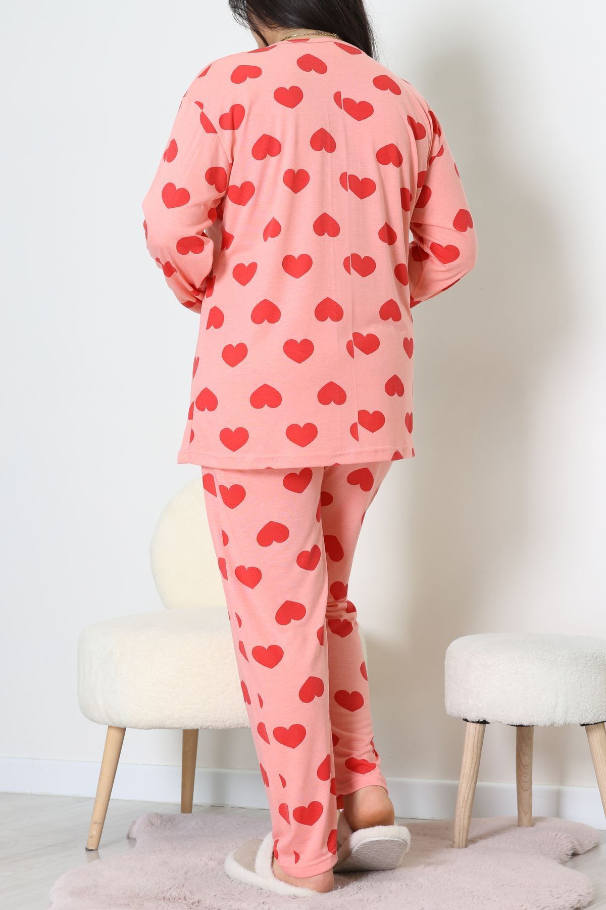 Ring Viskon Büyük Beden Pijama Takımı Somonpembe - 52202.1961.