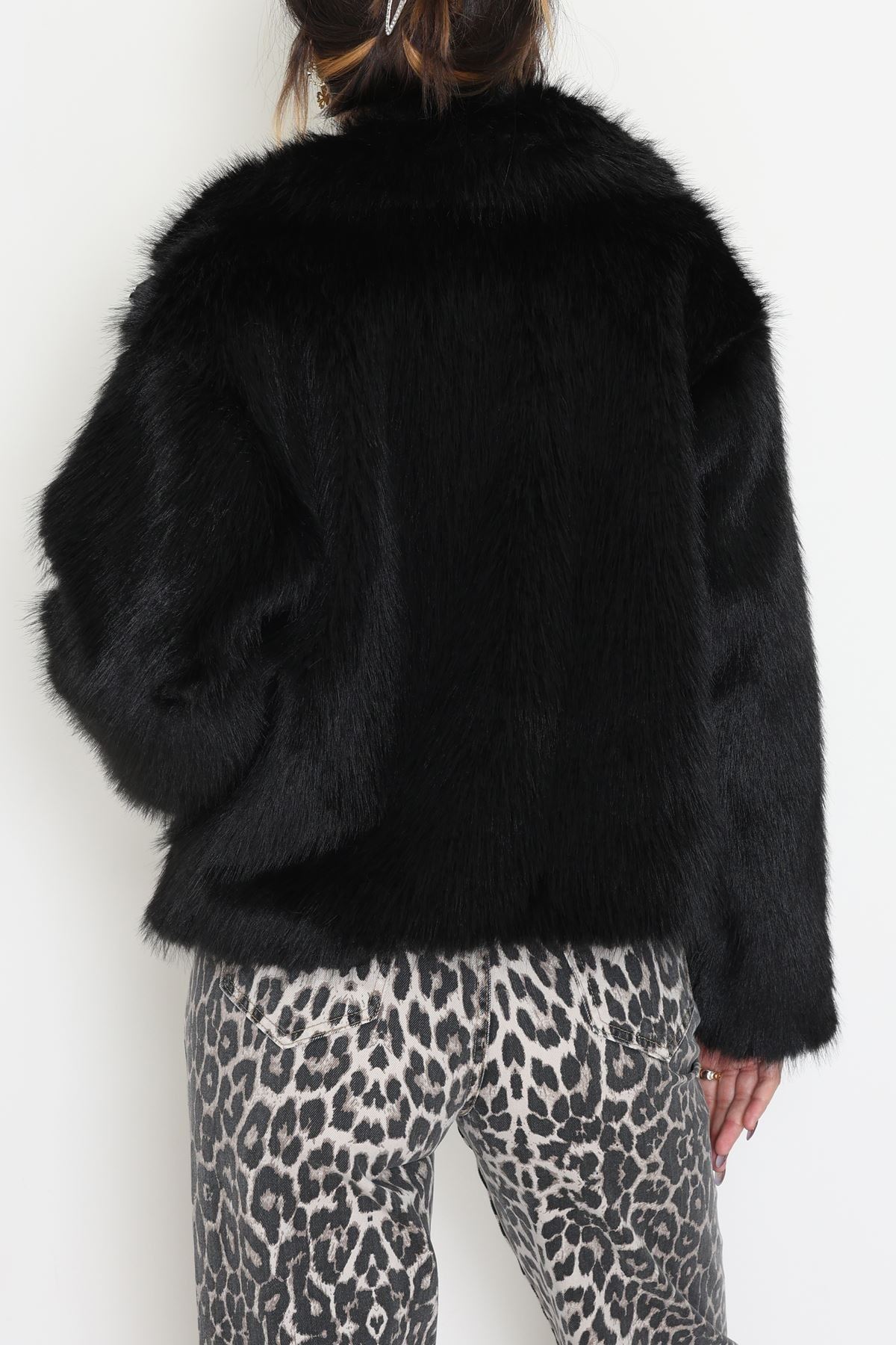 Fermuarlı Kürklü Ceket Siyah - 8780.179.