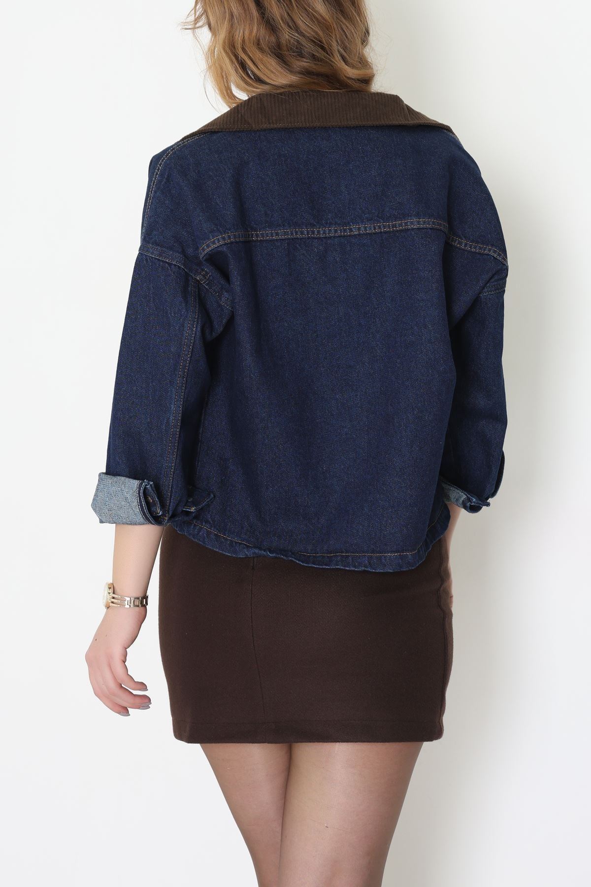 Fermuarlı Kot Ceket Lacivert - 1010.2059.