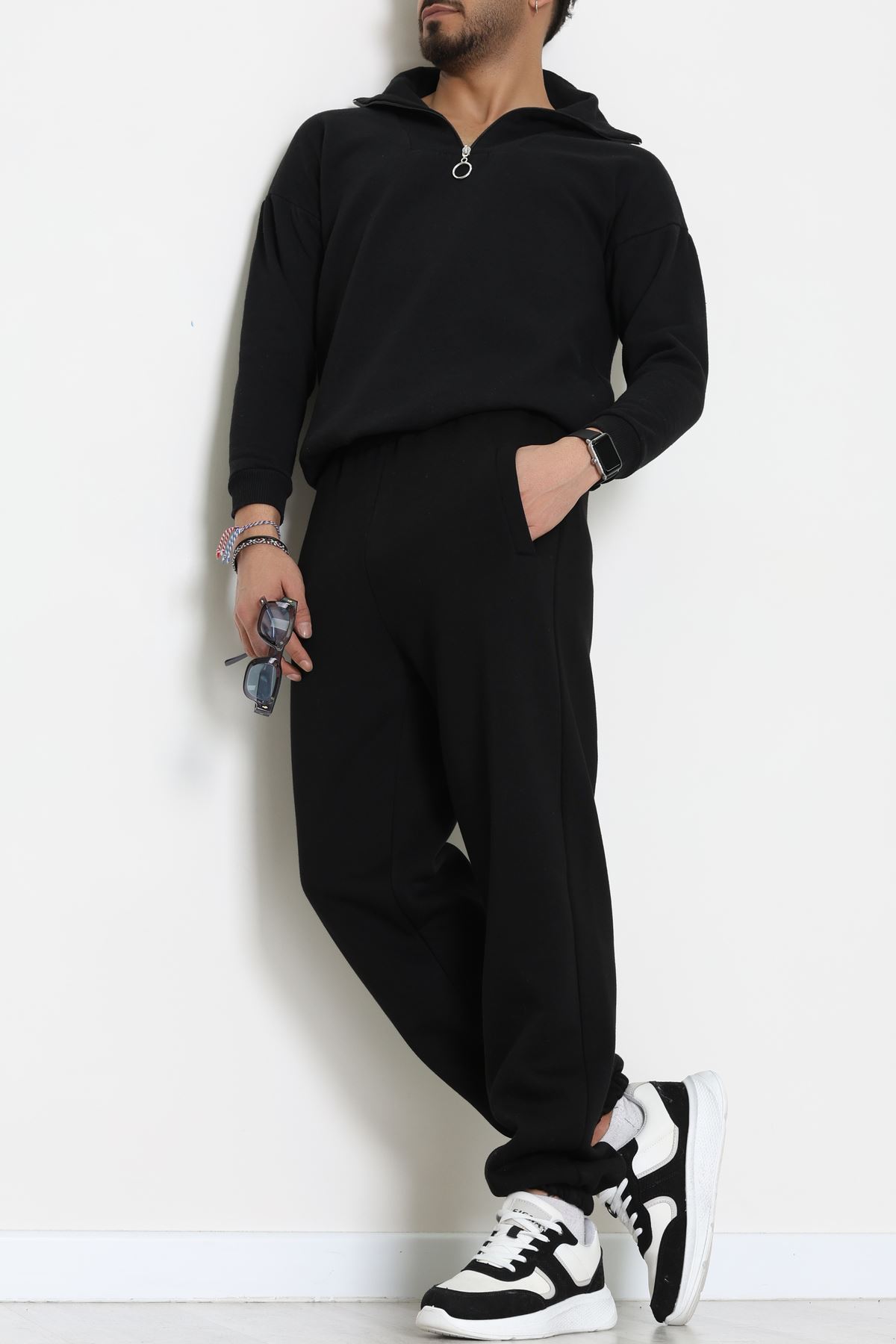 3 İplik Şardonlu Erkek Eşofman Altı Siyah - 42615.1878.