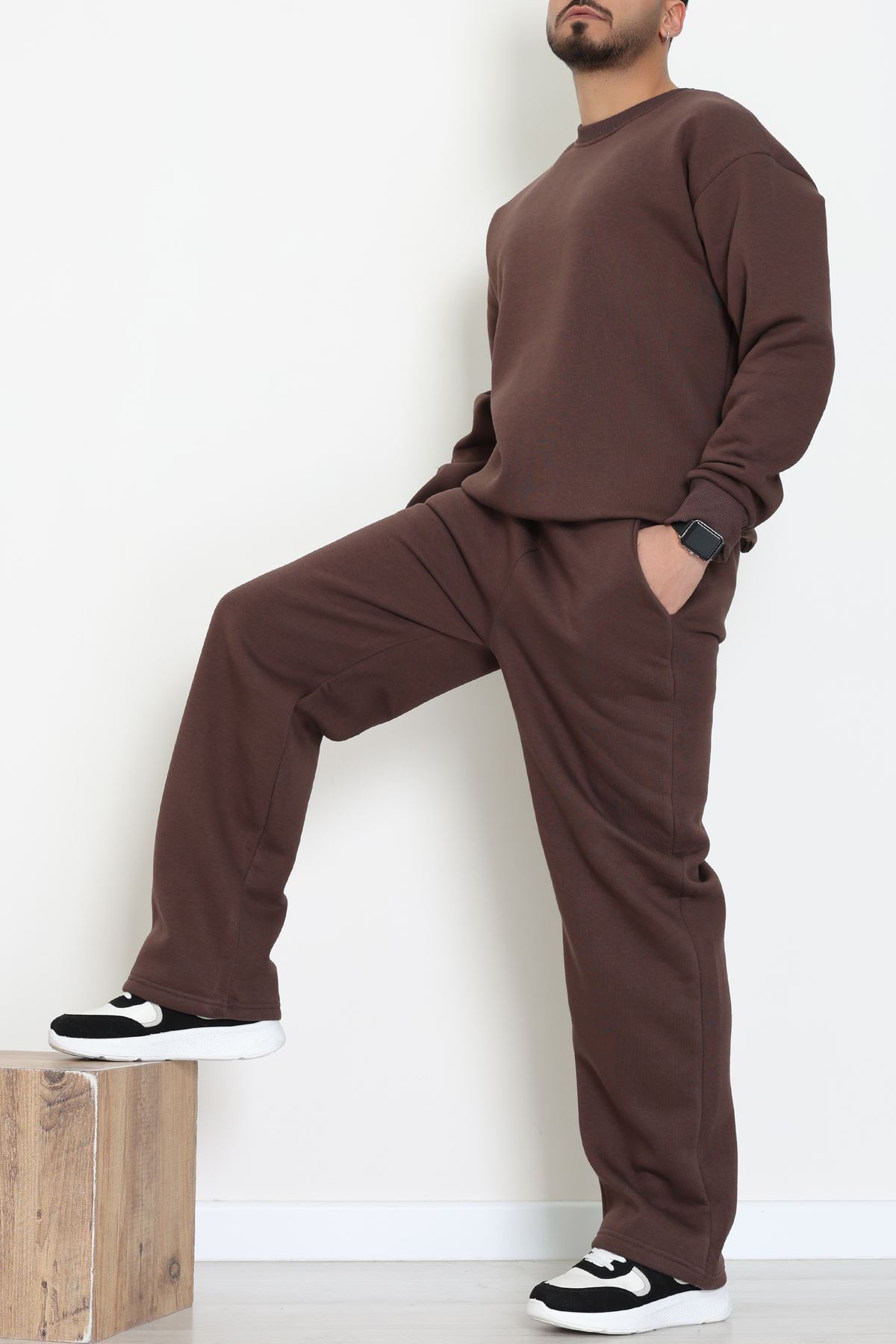 3 İplik Şardonlu Erkek Eşofman Takımı Kahve - 42614.1878.