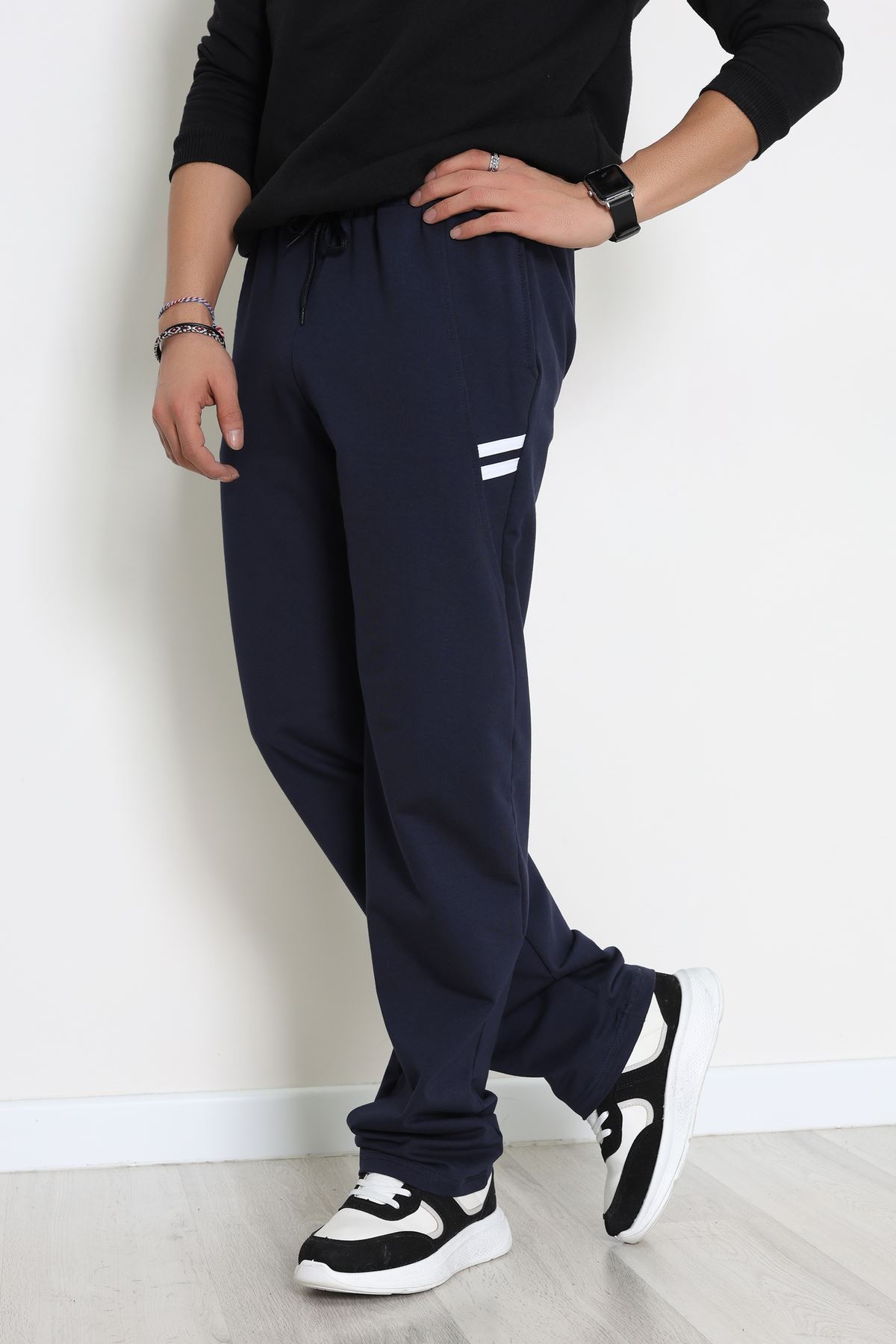 Likralı 2 İplik Bol Paça Erkek Eşofman Altı Lacibeyaz - 70899.1938.