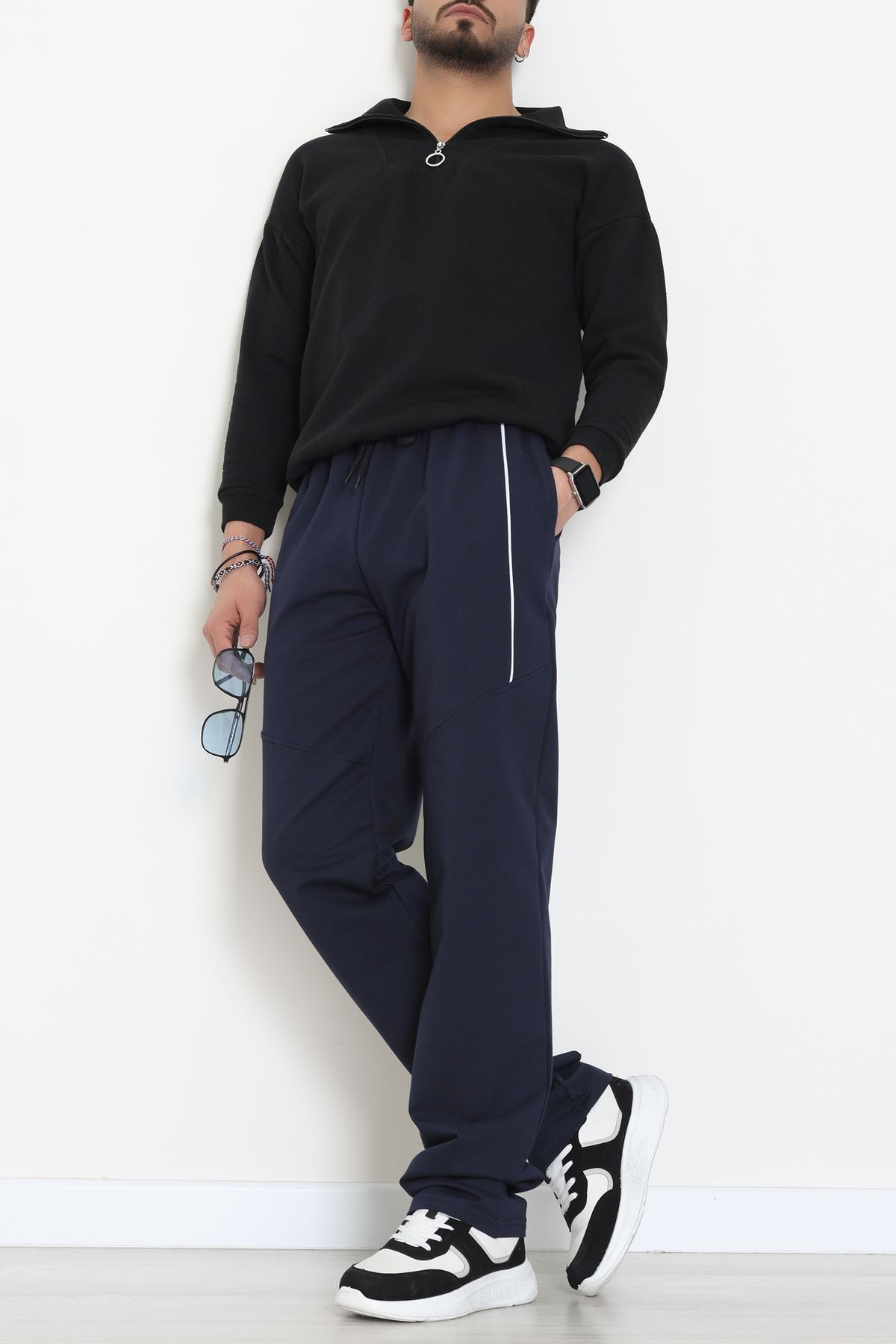 Ara Biyeli 2 İplik Likralı Erkek Eşofman Altı Lacibeyaz - 70900.1938.