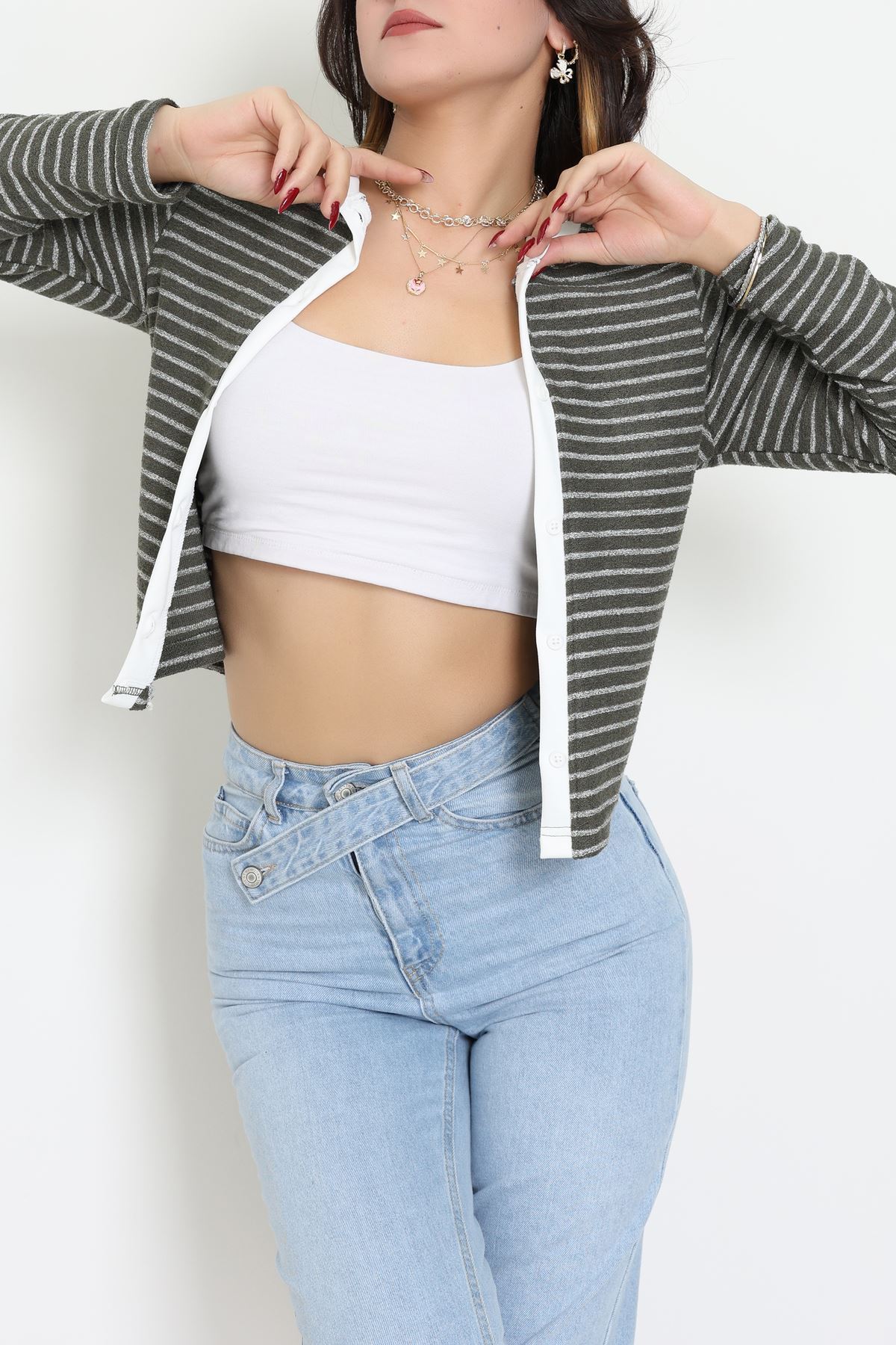 Düğmeli Hırka Haki - 31835.2131.