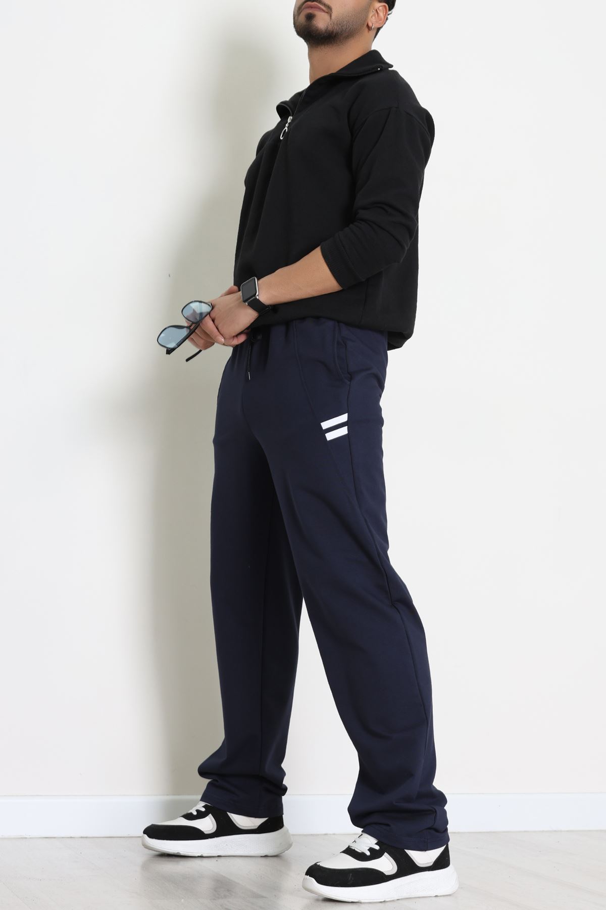 Likralı 2 İplik Bol Paça Erkek Eşofman Altı Lacibeyaz - 70899.1938.