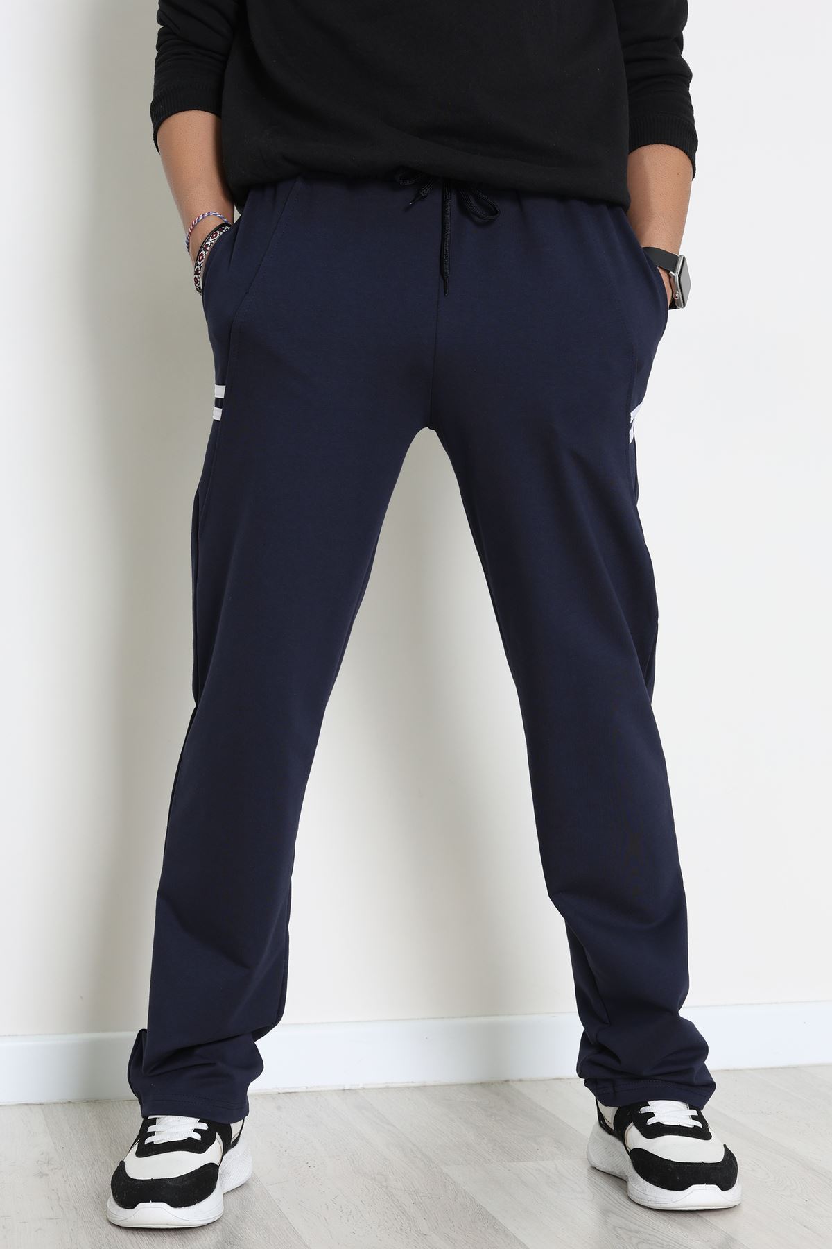 Likralı 2 İplik Bol Paça Erkek Eşofman Altı Lacibeyaz - 70899.1938.