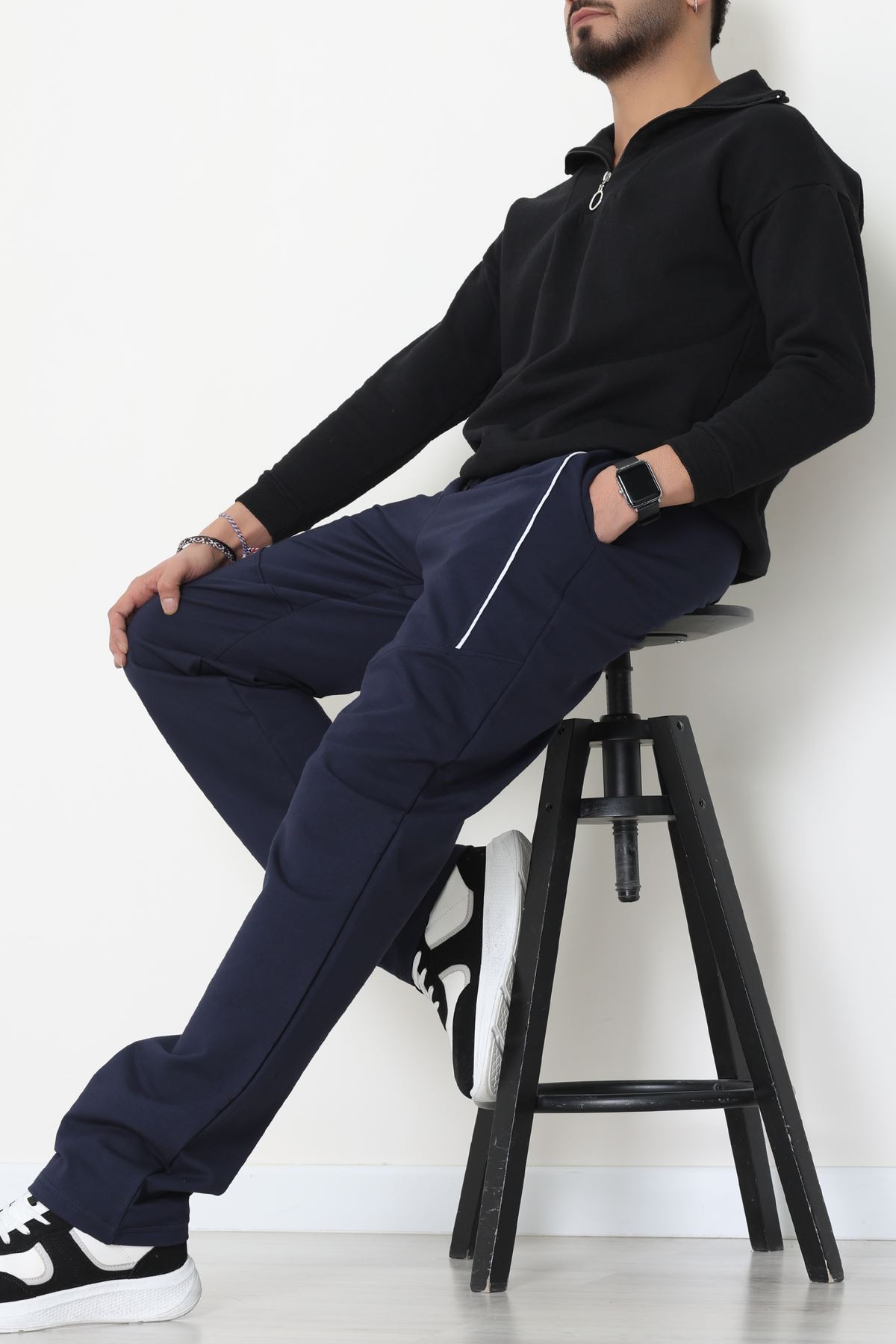 Ara Biyeli 2 İplik Likralı Erkek Eşofman Altı Lacibeyaz - 70900.1938.