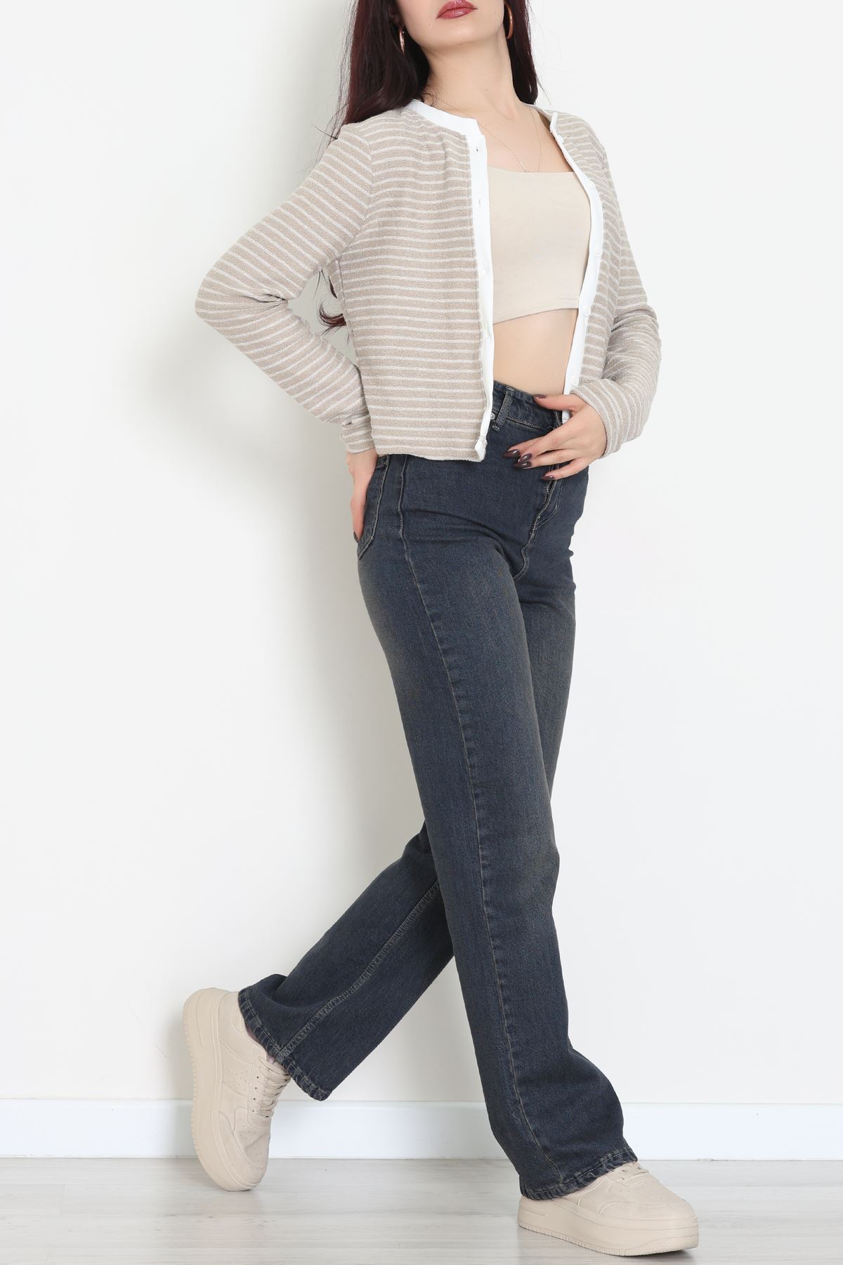 Düğmeli Hırka Krem - 31835.2131.