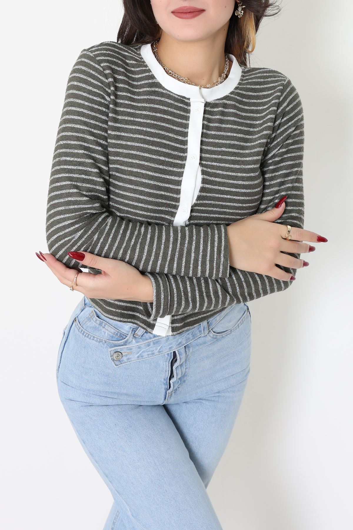 Düğmeli Hırka Haki - 31835.2131.