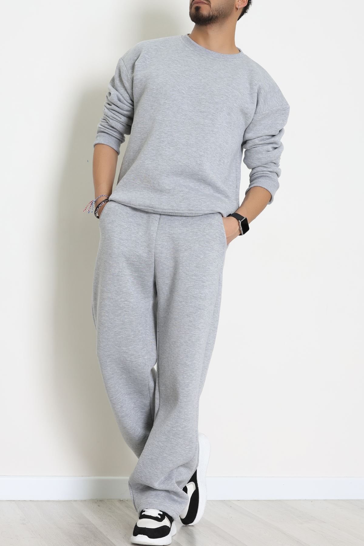 3 İplik Şardonlu Erkek Eşofman Takımı Gri - 42614.1878.