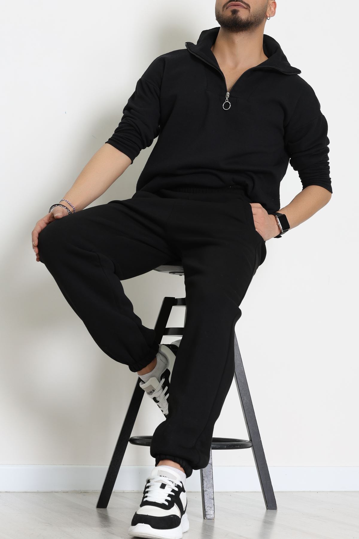 3 İplik Şardonlu Erkek Eşofman Altı Siyah - 42615.1878.