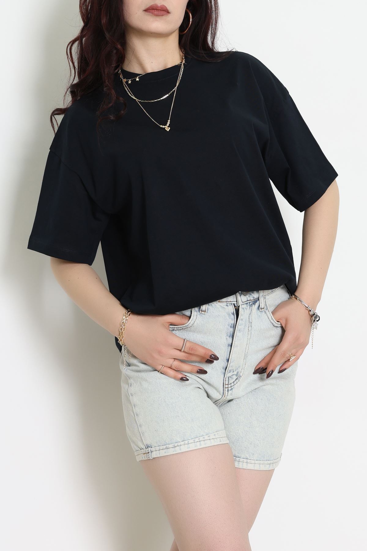 Kompak Penye Unisex Baskısız Oversize Tişört Laci - 55045.1872.